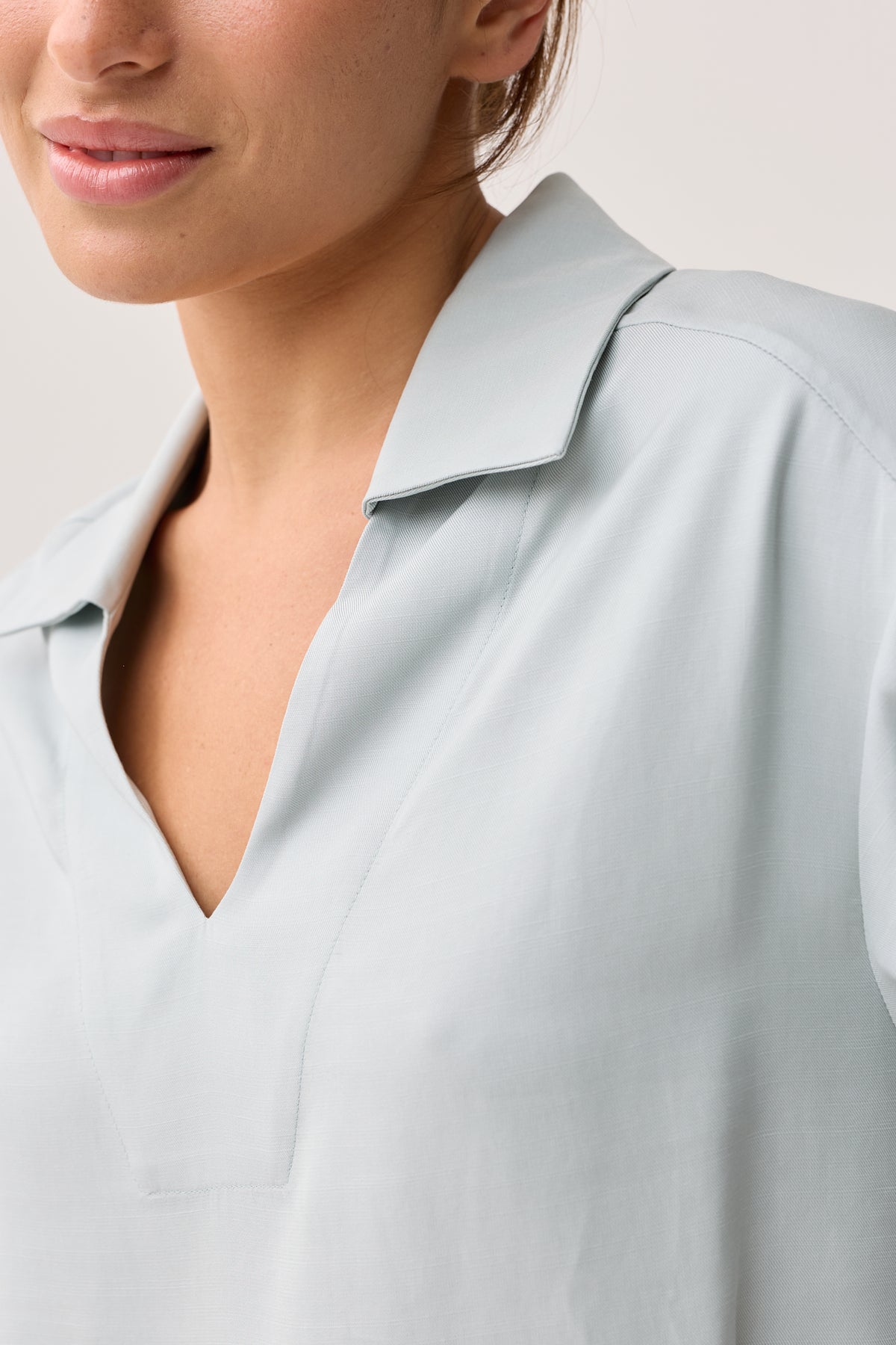Lynches Open Collar Top Powder Blue