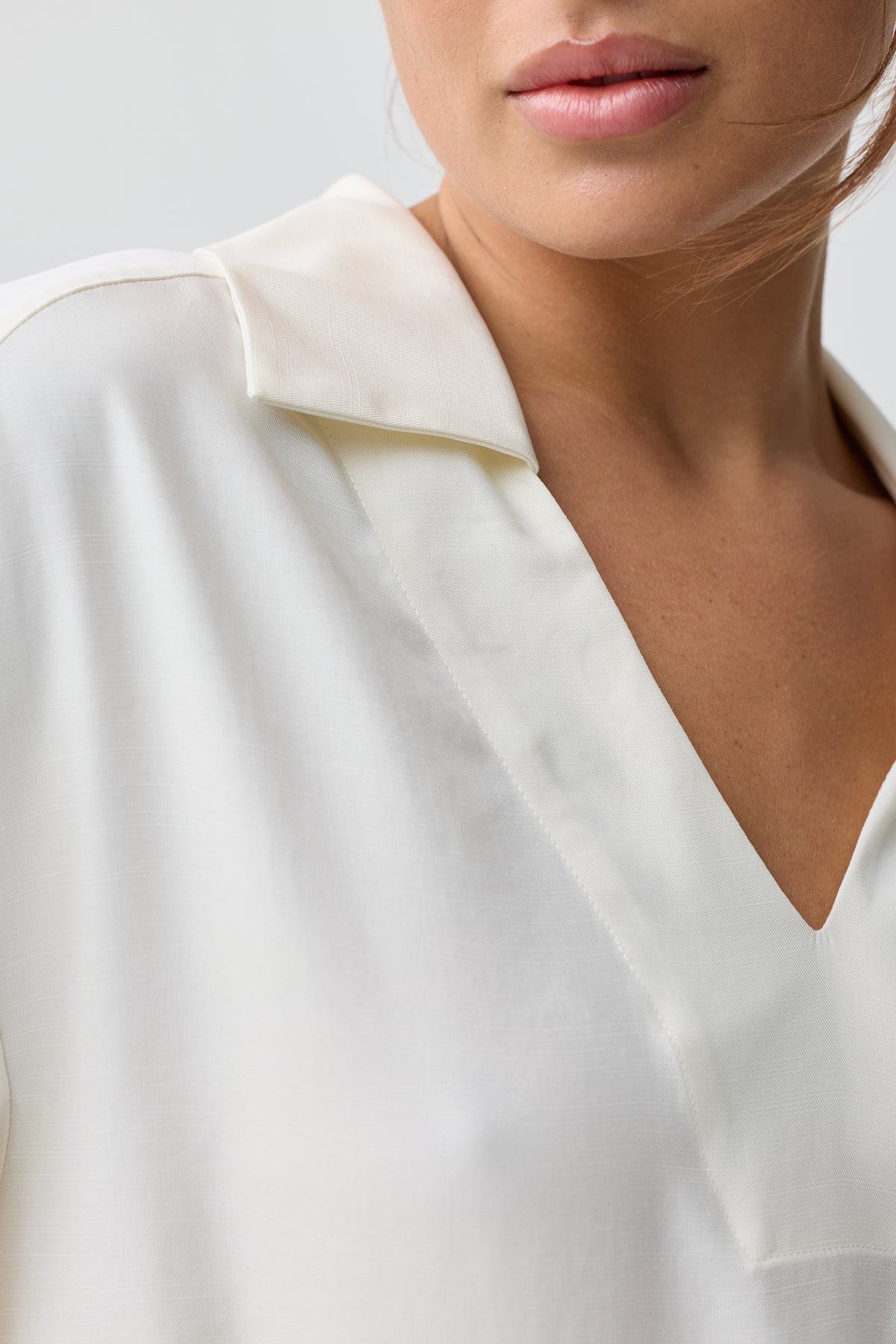 Lynches Open Collar Top White