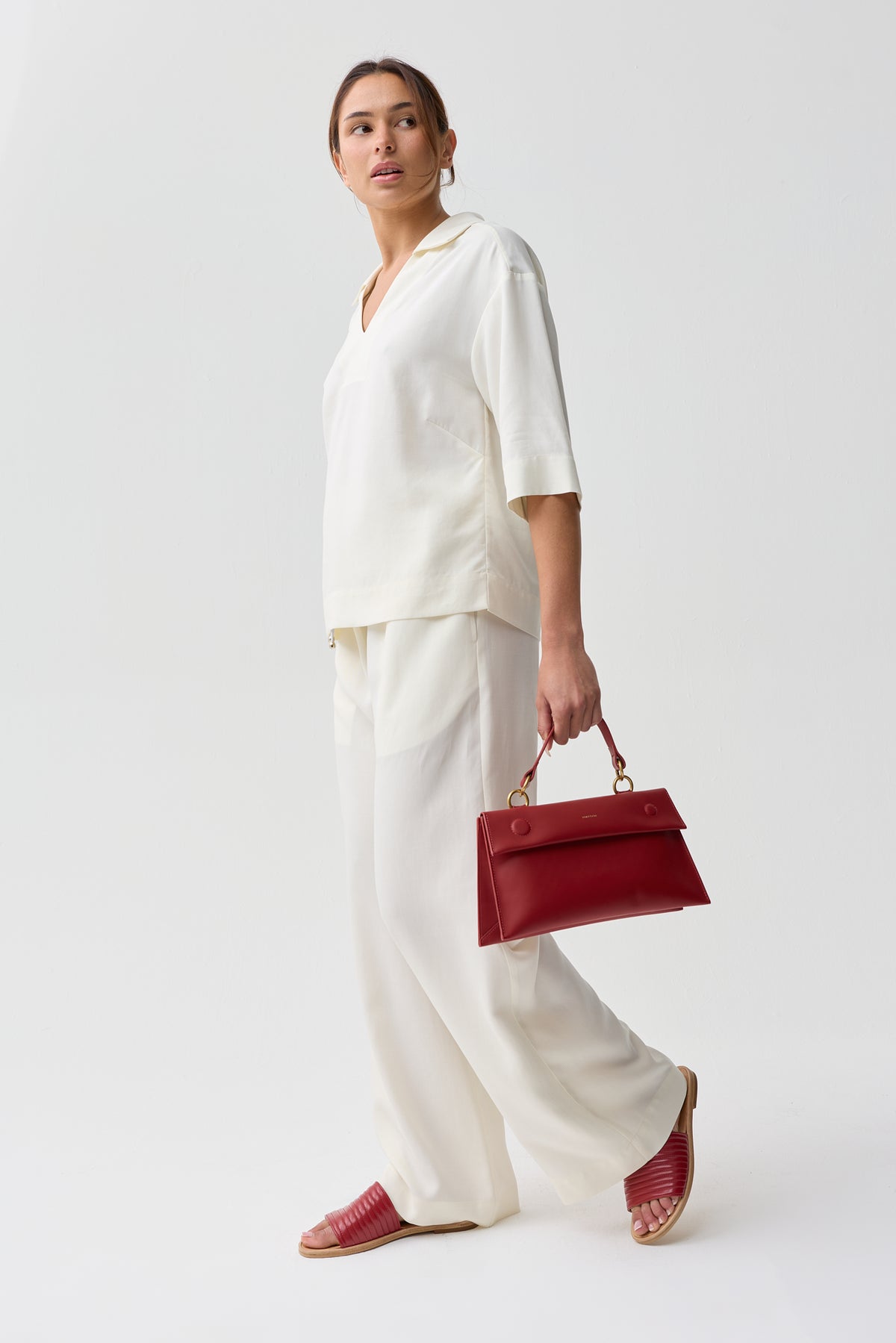 Lynches Open Collar Top White
