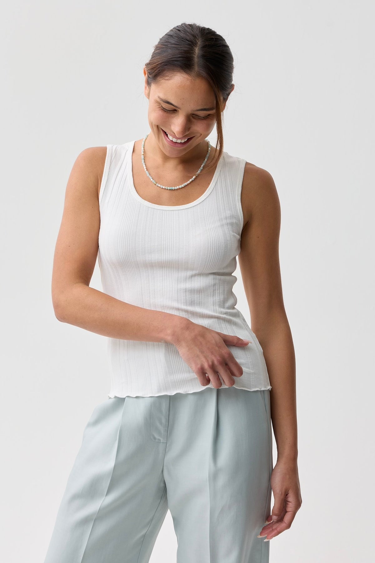Kensington Scoop Neck Rib Tank Natural White