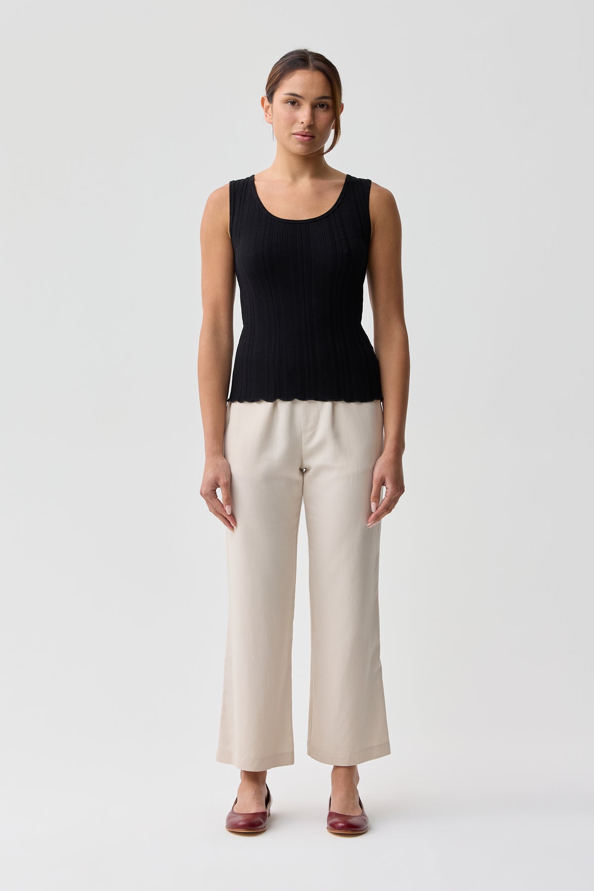 Kensington Scoop Neck Rib Tank Black