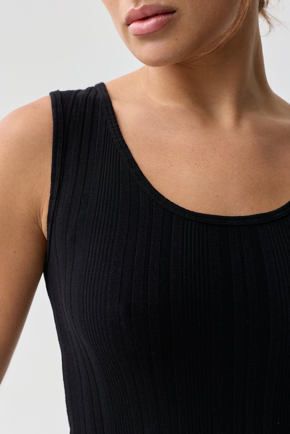 Kensington Scoop Neck Rib Tank Black