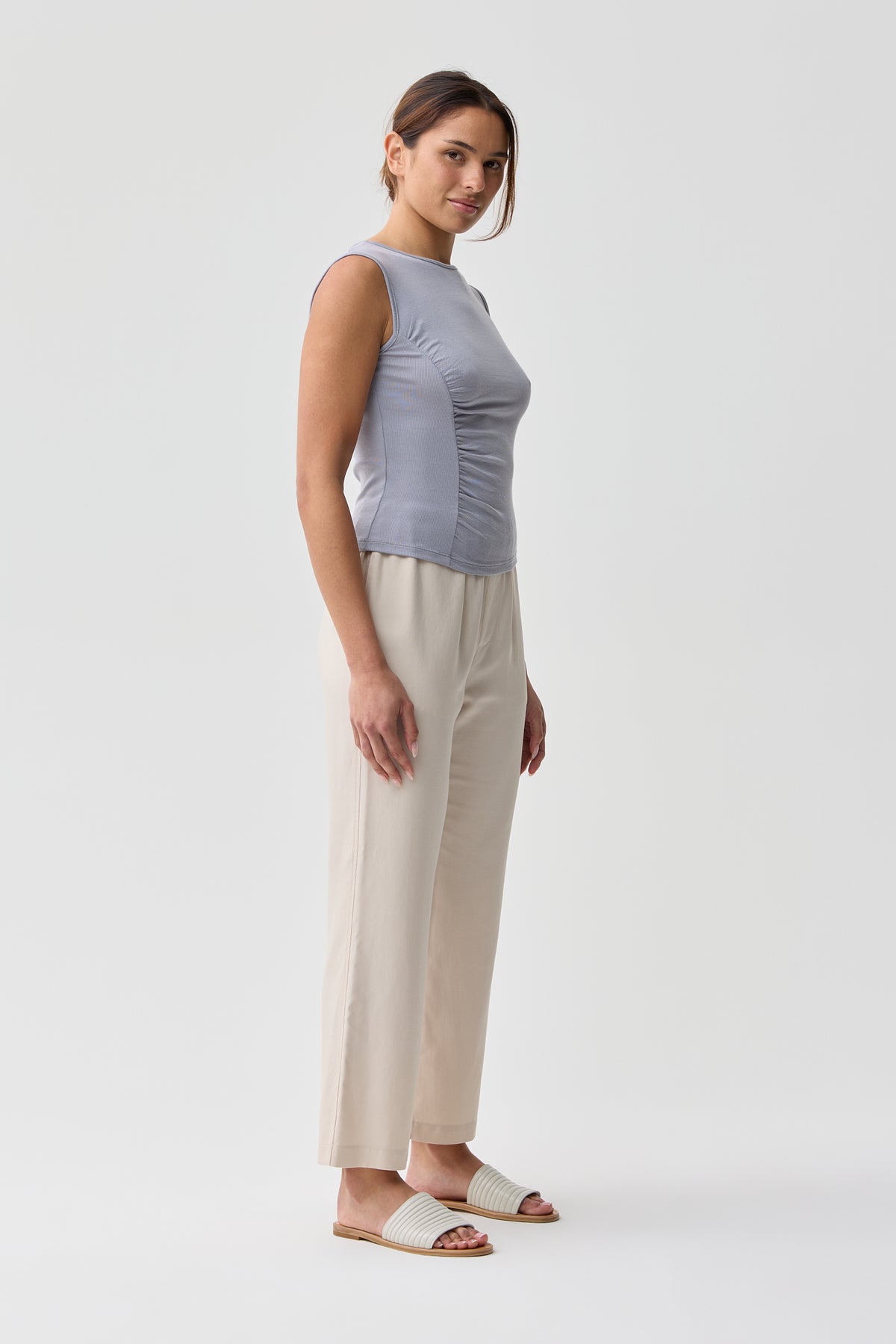 Darling Ruched Tank Grey Fog