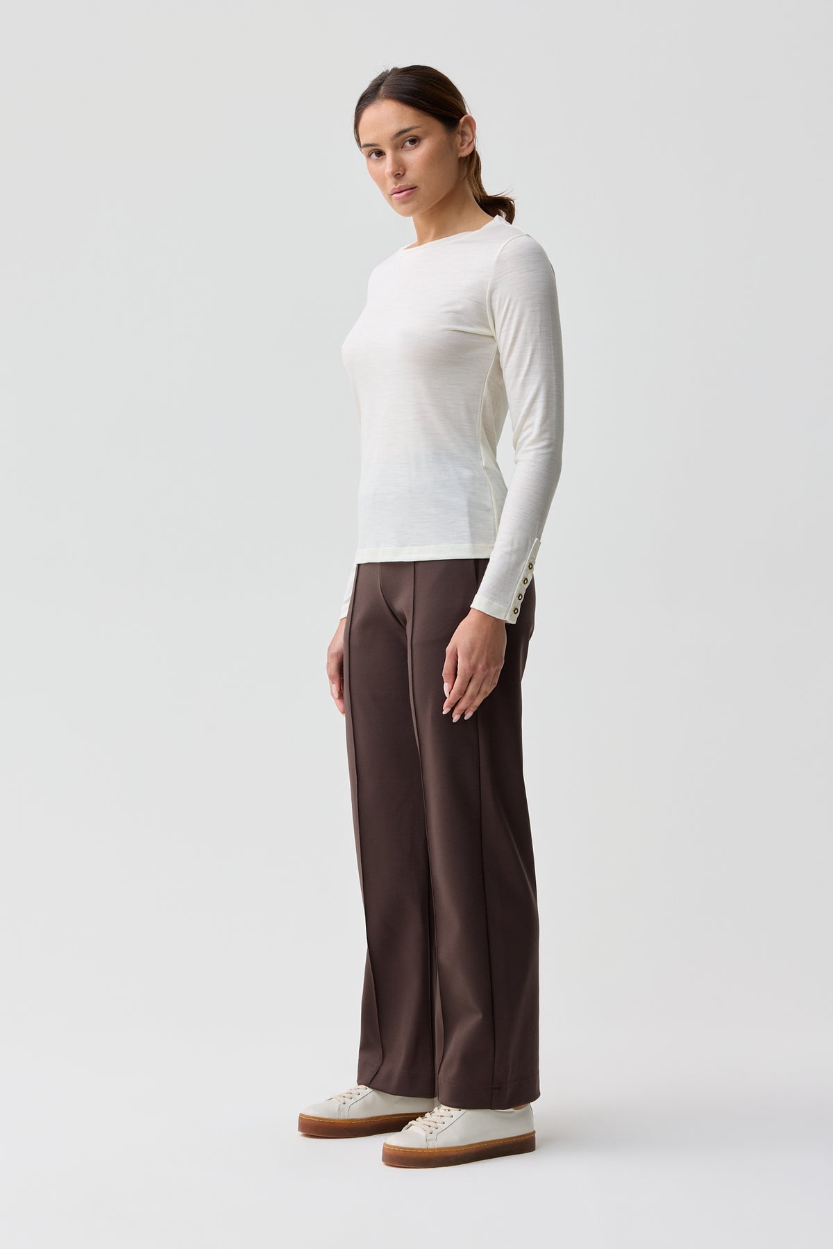 Mallee Merino Wool Boat Neck Long Sleeve Natural White
