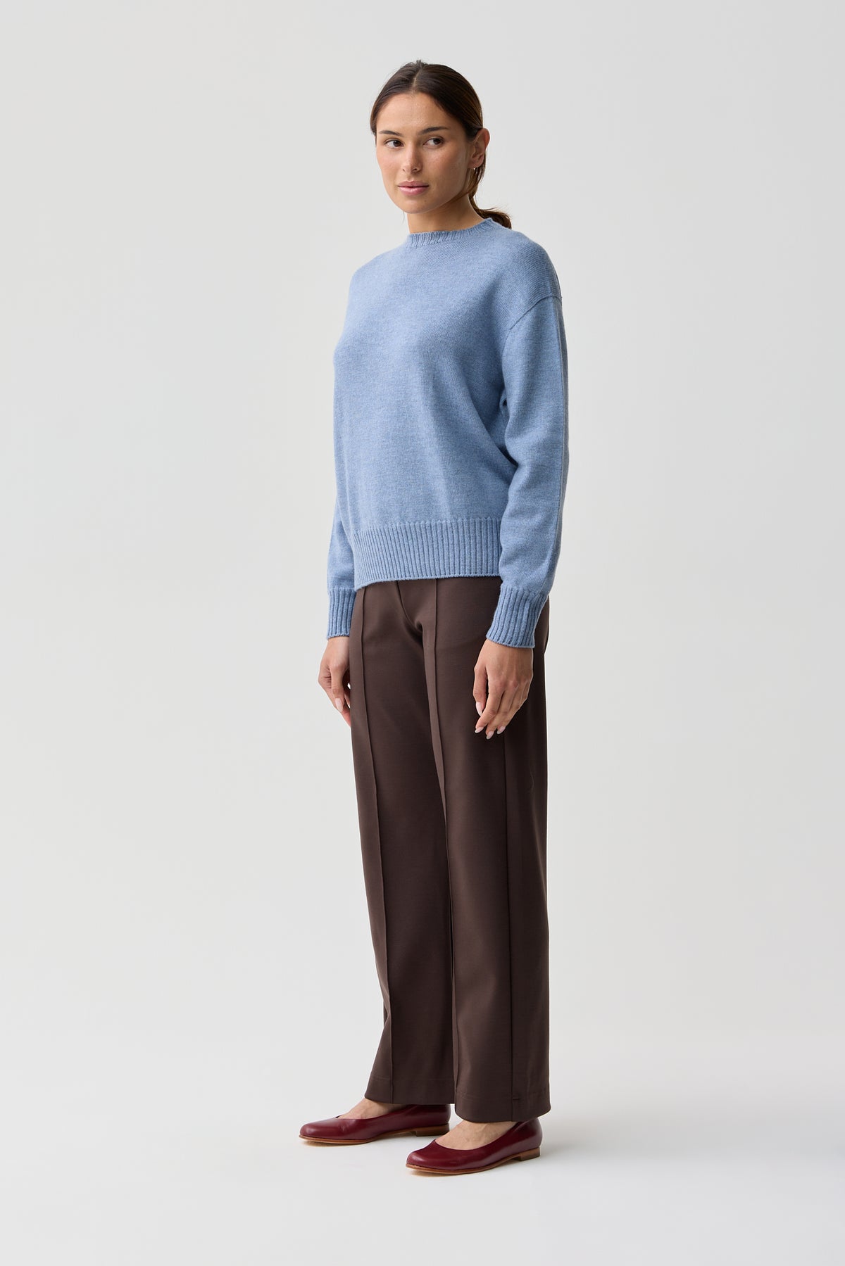 Uimi Matilda Merino Wool Crew Neck Jumper Cornflower Blue