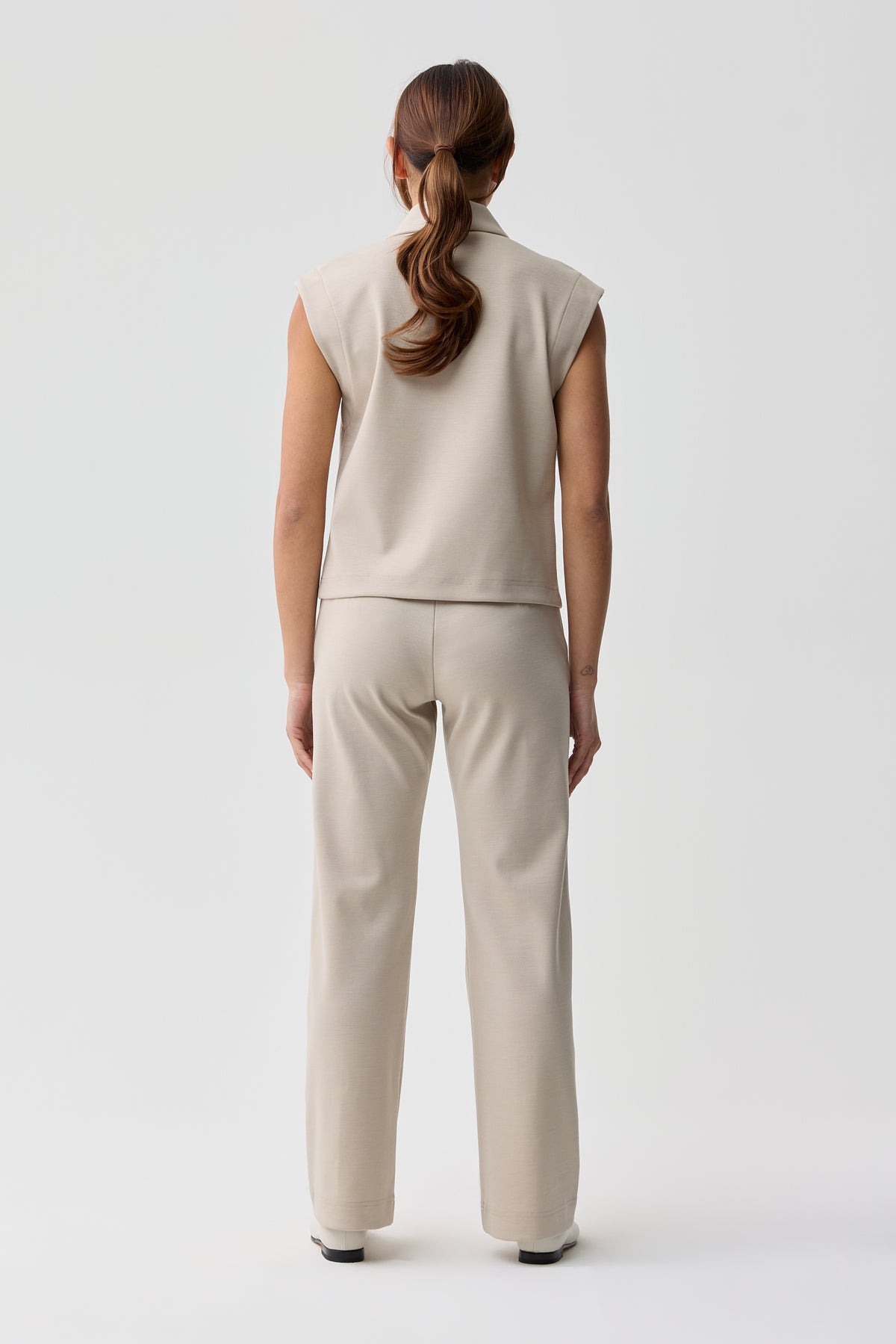 Hunter Merino Wool Ponte Cap Sleeve Top Natural