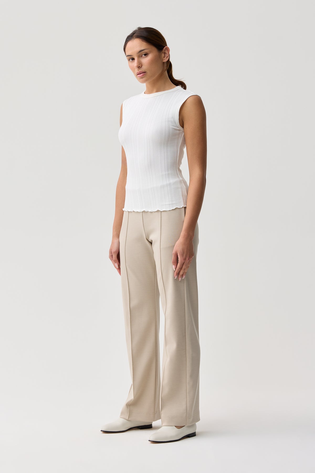 Kensington Cap Sleeve Rib Tank White