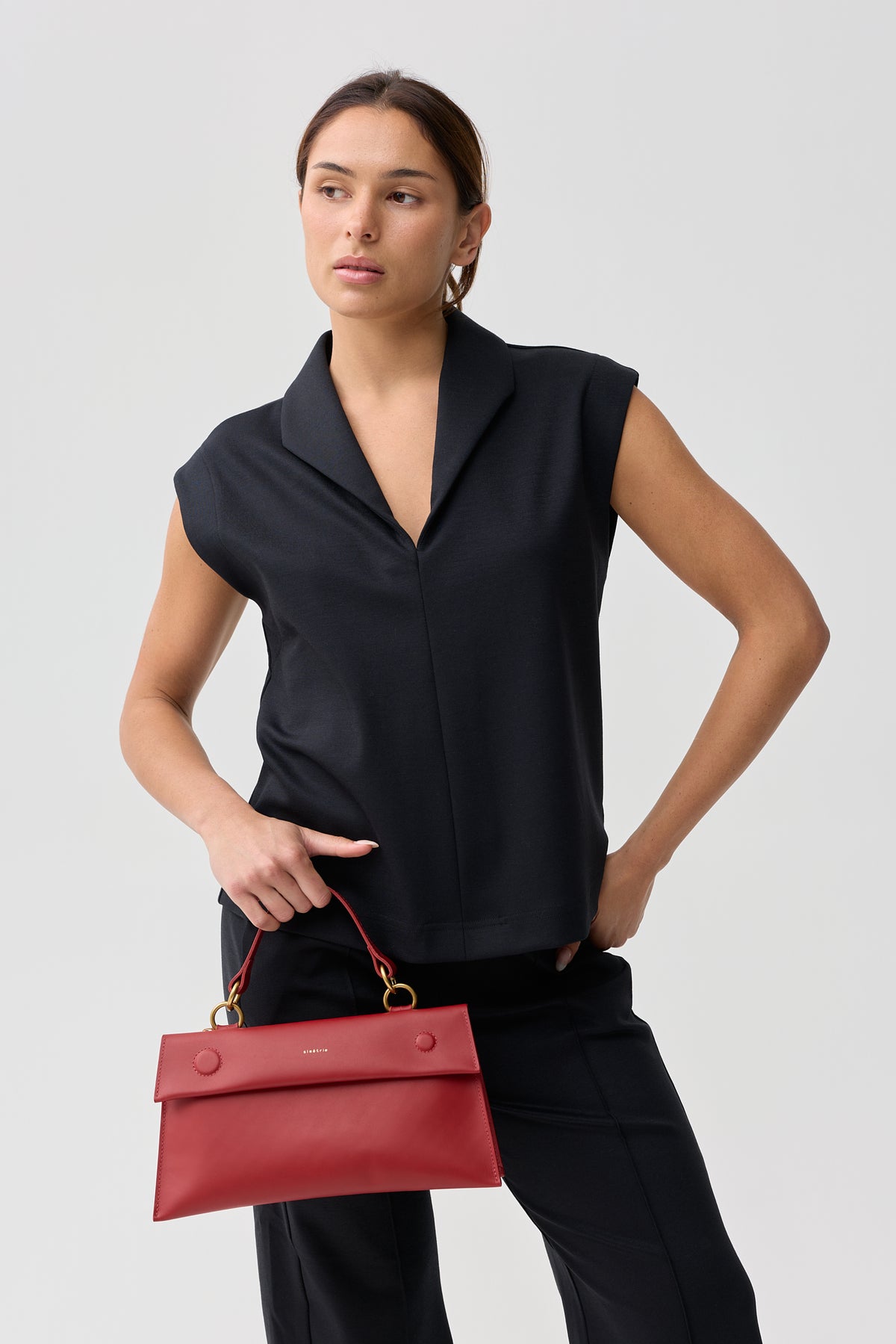 Hunter Merino Wool Ponte Cap Sleeve Top Black Night