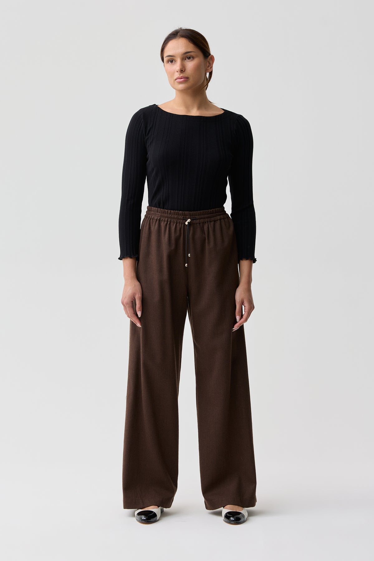 Lyndhurst Drawstring Wool Pant Chocolate