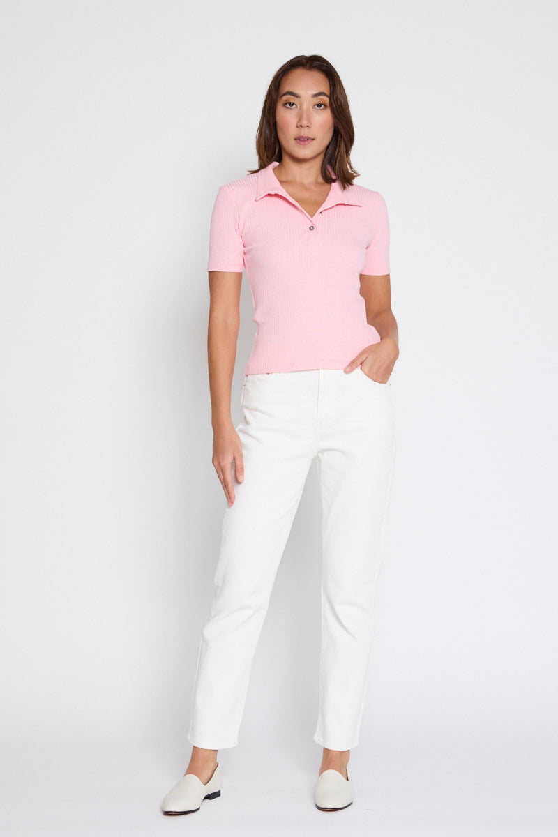 Rhianna Polo Top Pink Marle