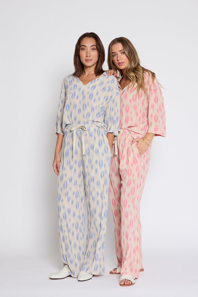 Trinity Drawstring Print Pant Natural/Pink