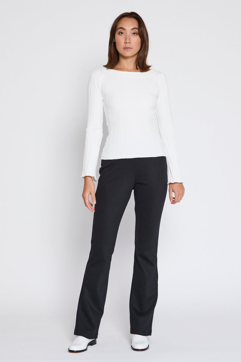 Kensington Long Sleeve Rib Top Natural White