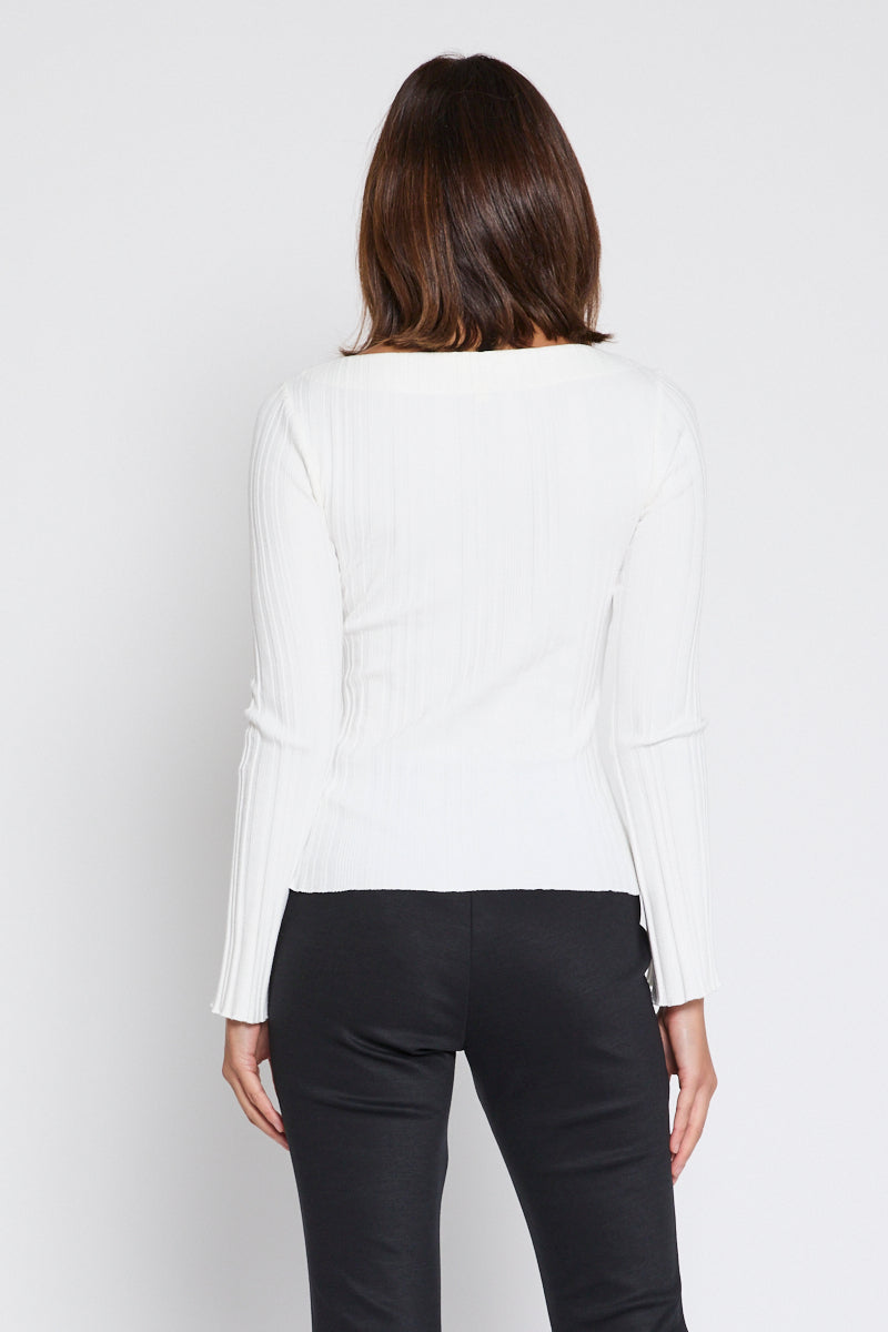 Kensington Long Sleeve Rib Top Natural White