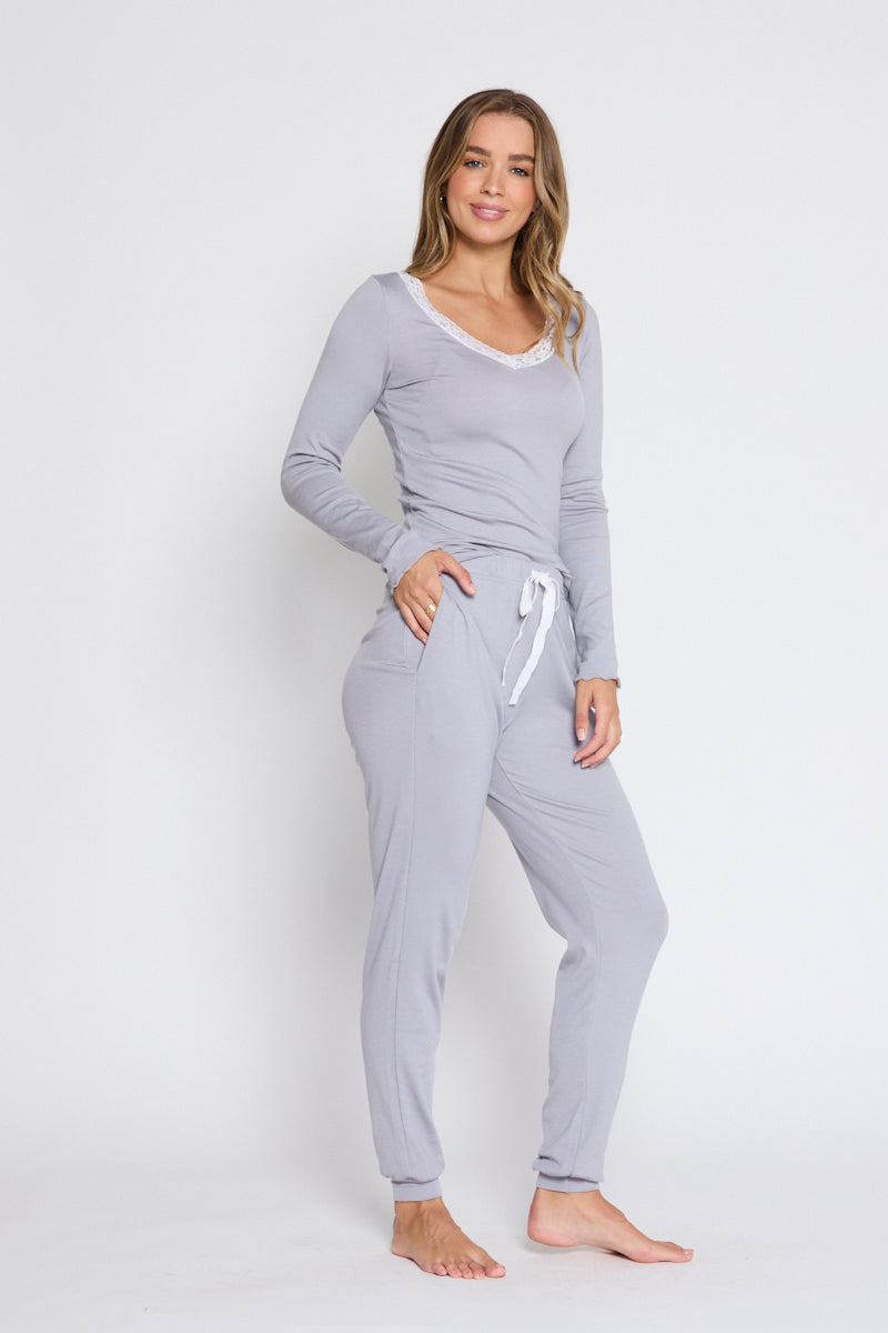 Darling Long Sleeve Sleep Top Grey Fog