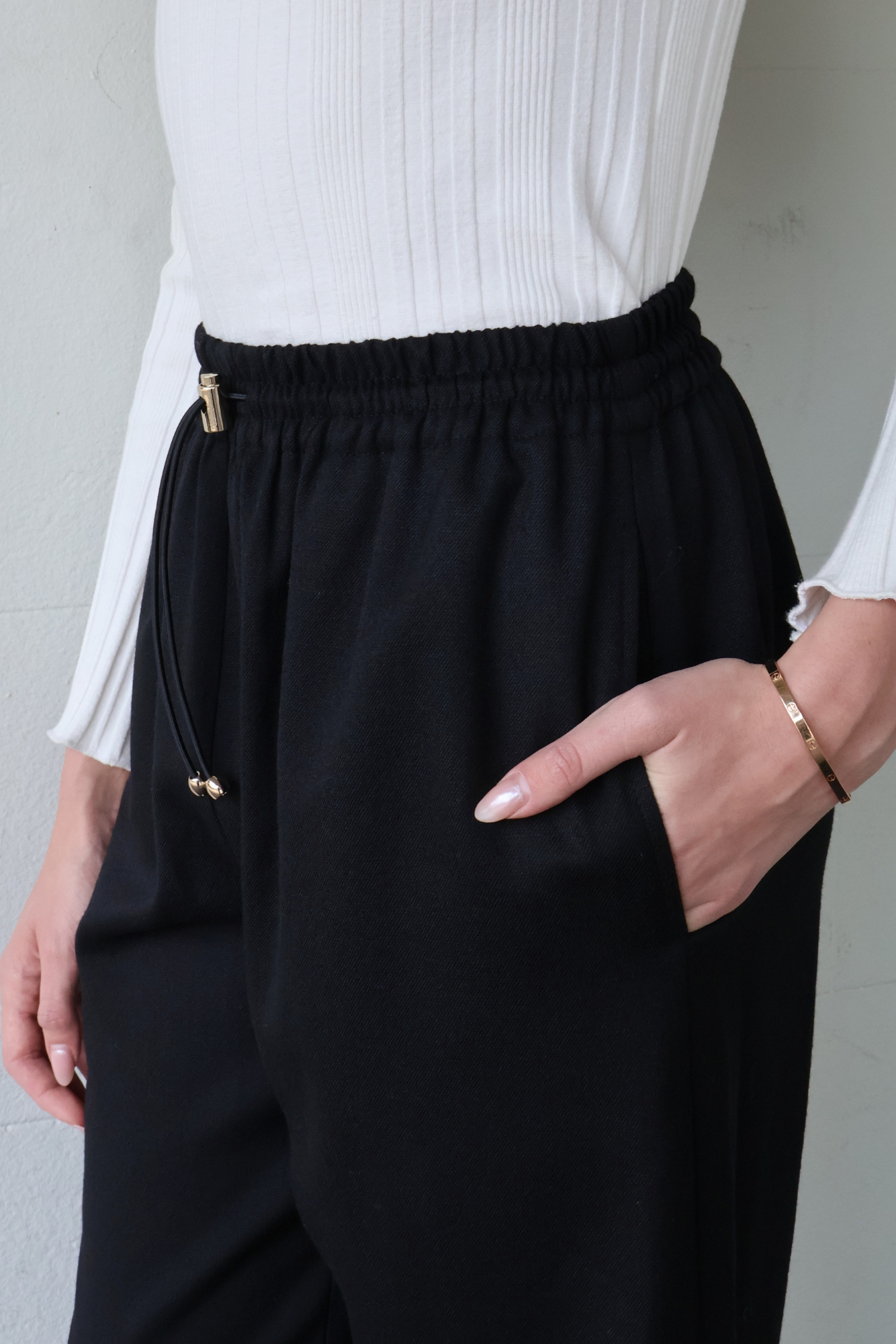 Lyndhurst Drawstring Wool Pant Black Night