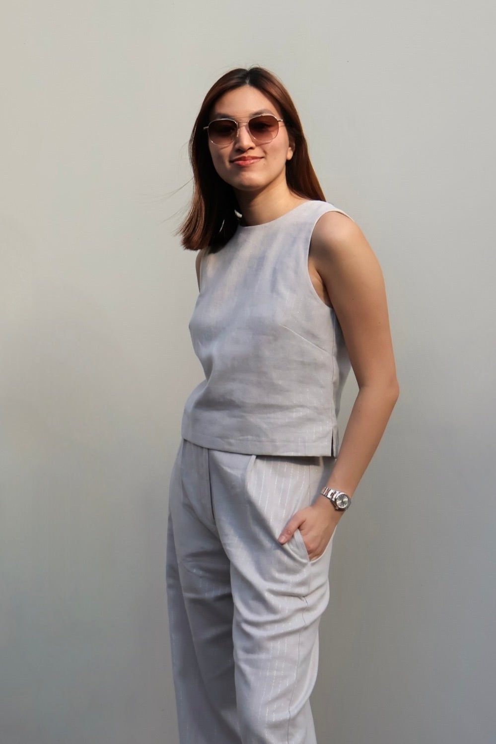 Alya Linen Sleeveless Top