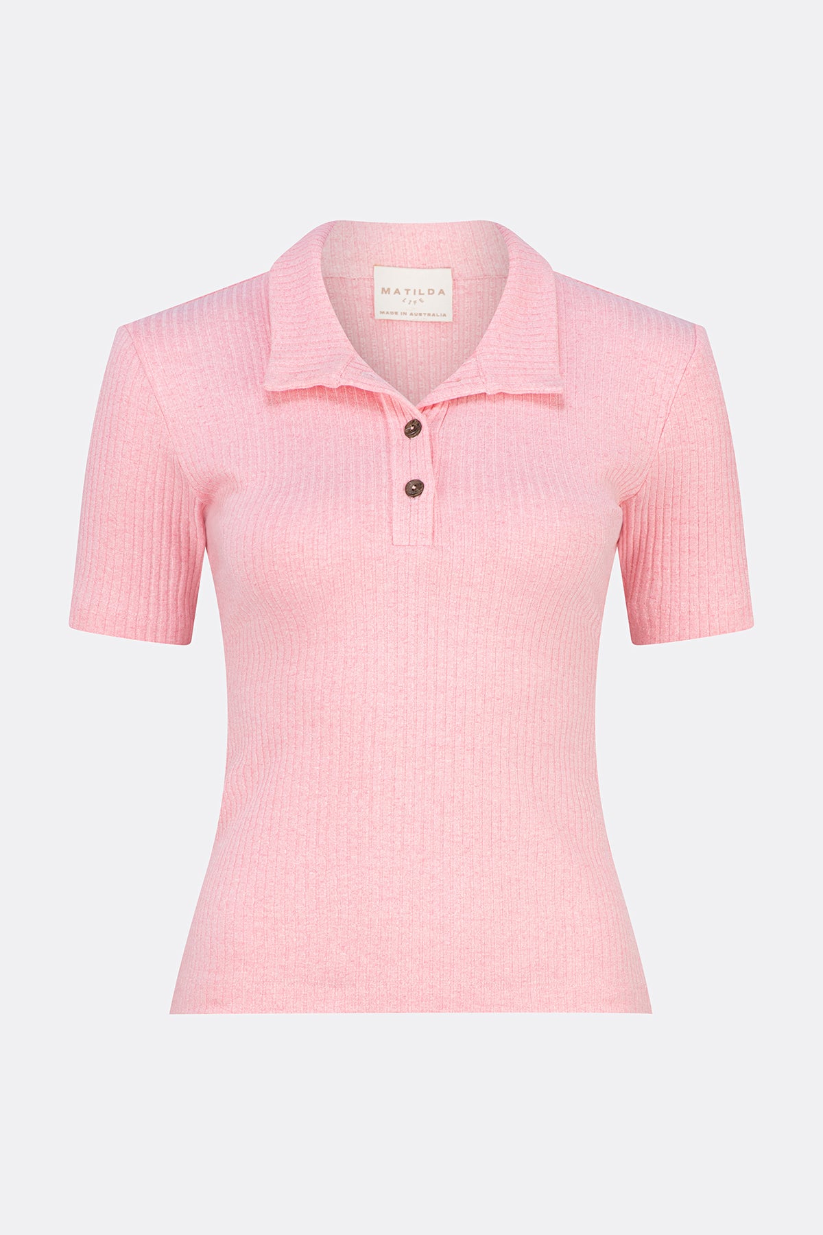Rhianna Polo Top Pink Marle