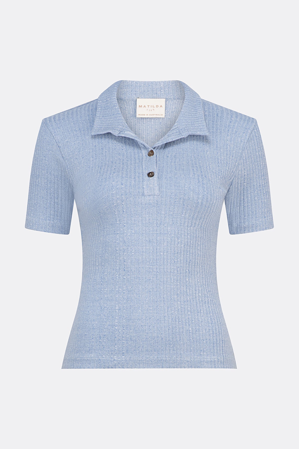 Rhianna Polo Top Blue Marle