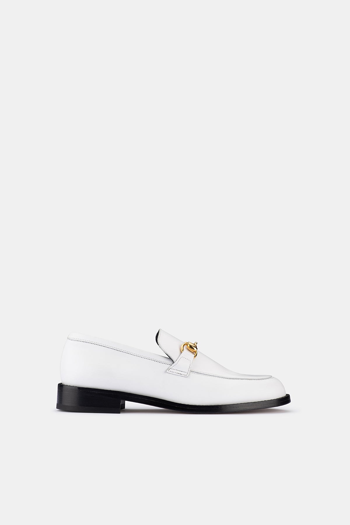 Brighton gold trim loafer white