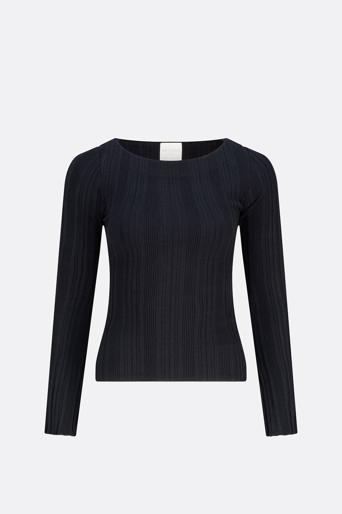 Kensington Long Sleeve Rib Top Black