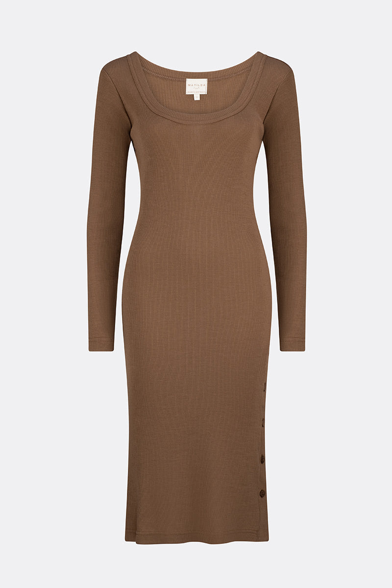 Eden Merino Wool Long Sleeve Dress Toffee