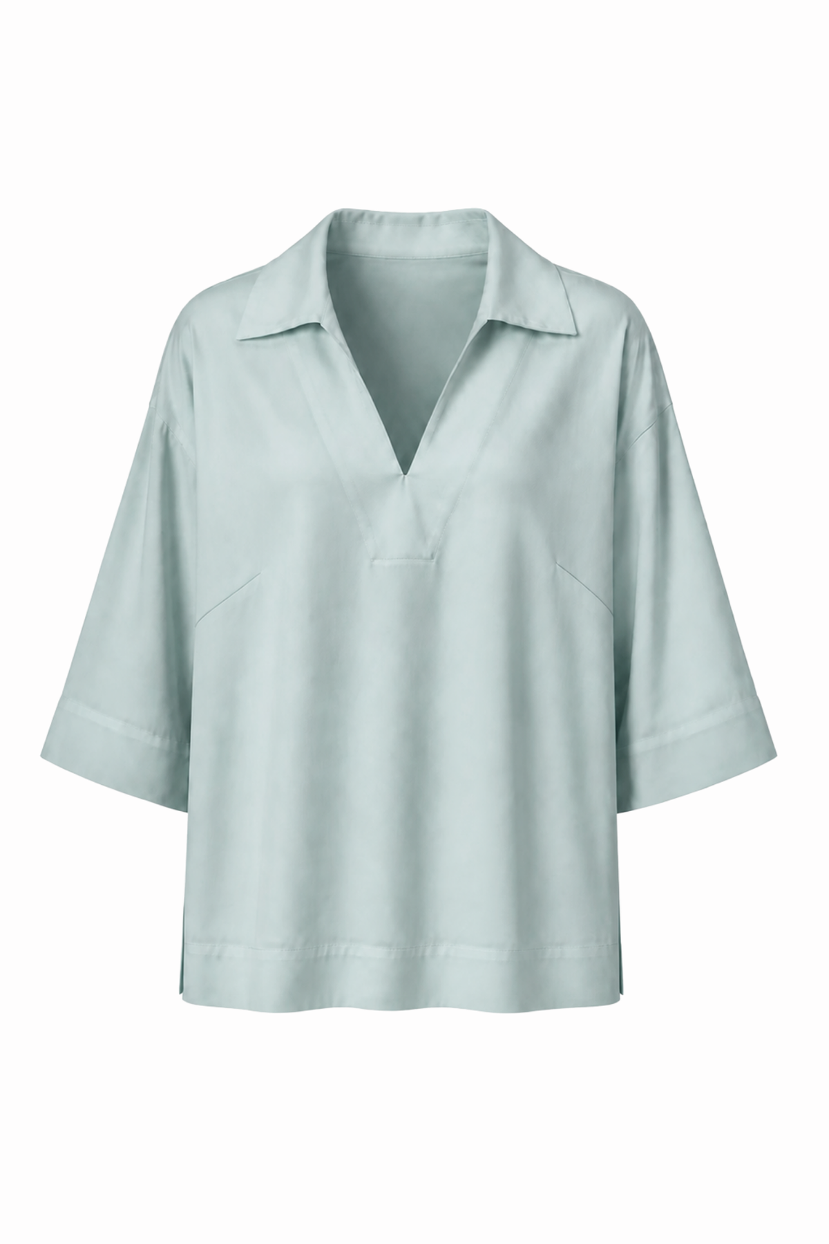 Lynches Open Collar Top Powder Blue