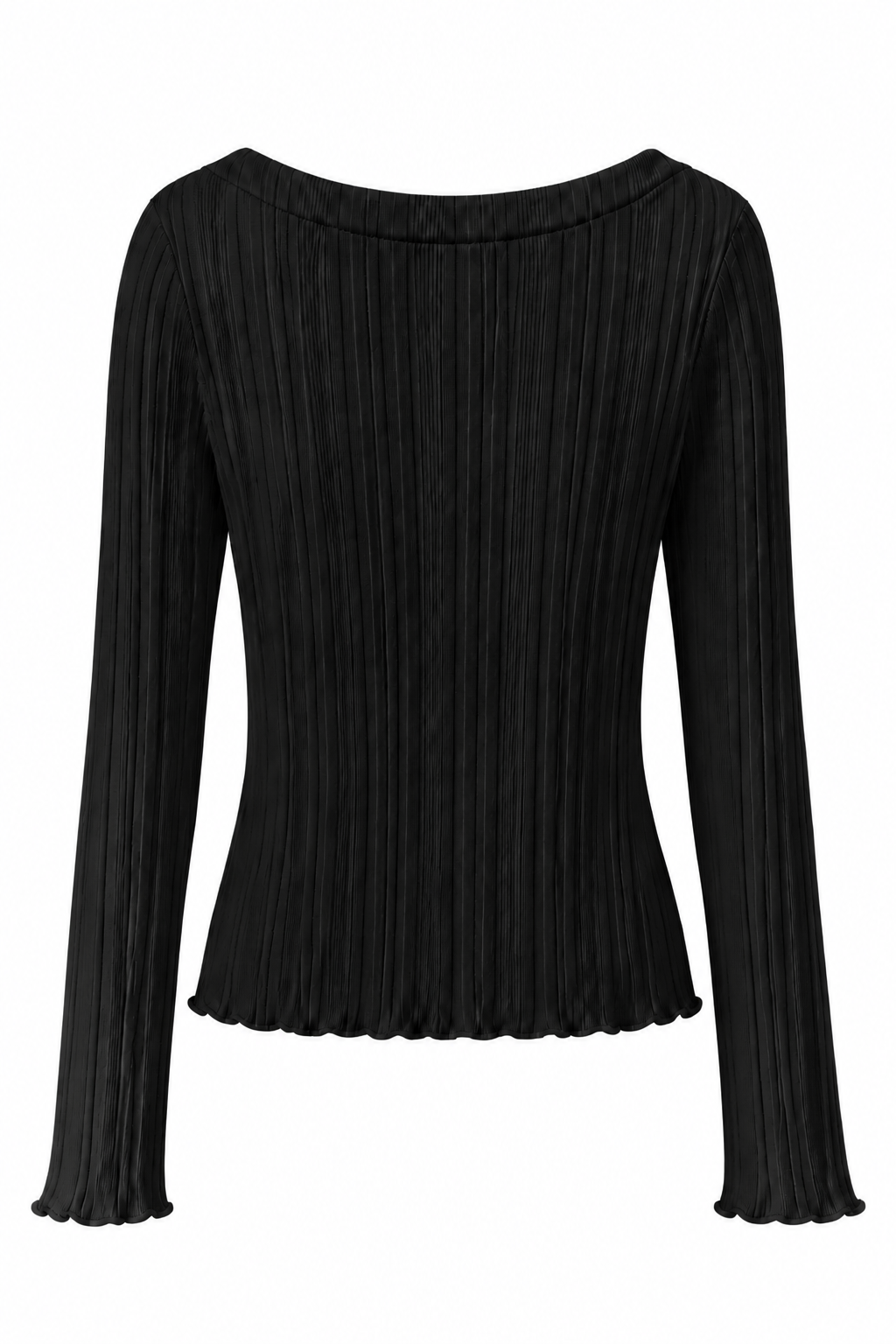 Kensington Boat Neck Long Sleeve Rib Top Black