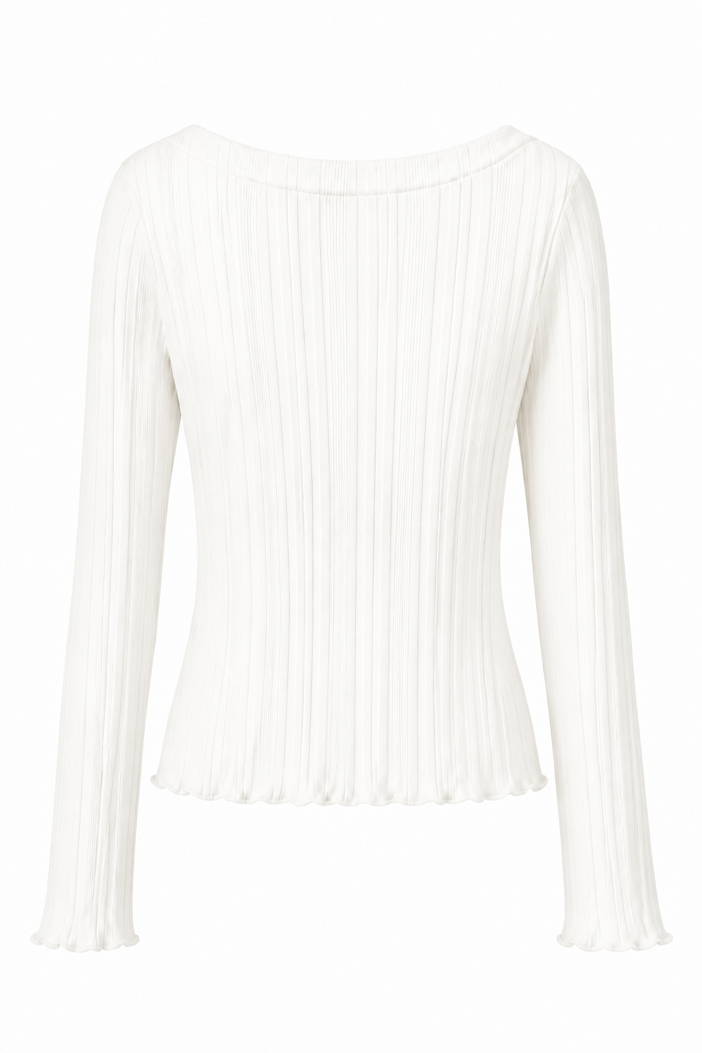 Kensington Boat Neck Long Sleeve Rib Top Natural White