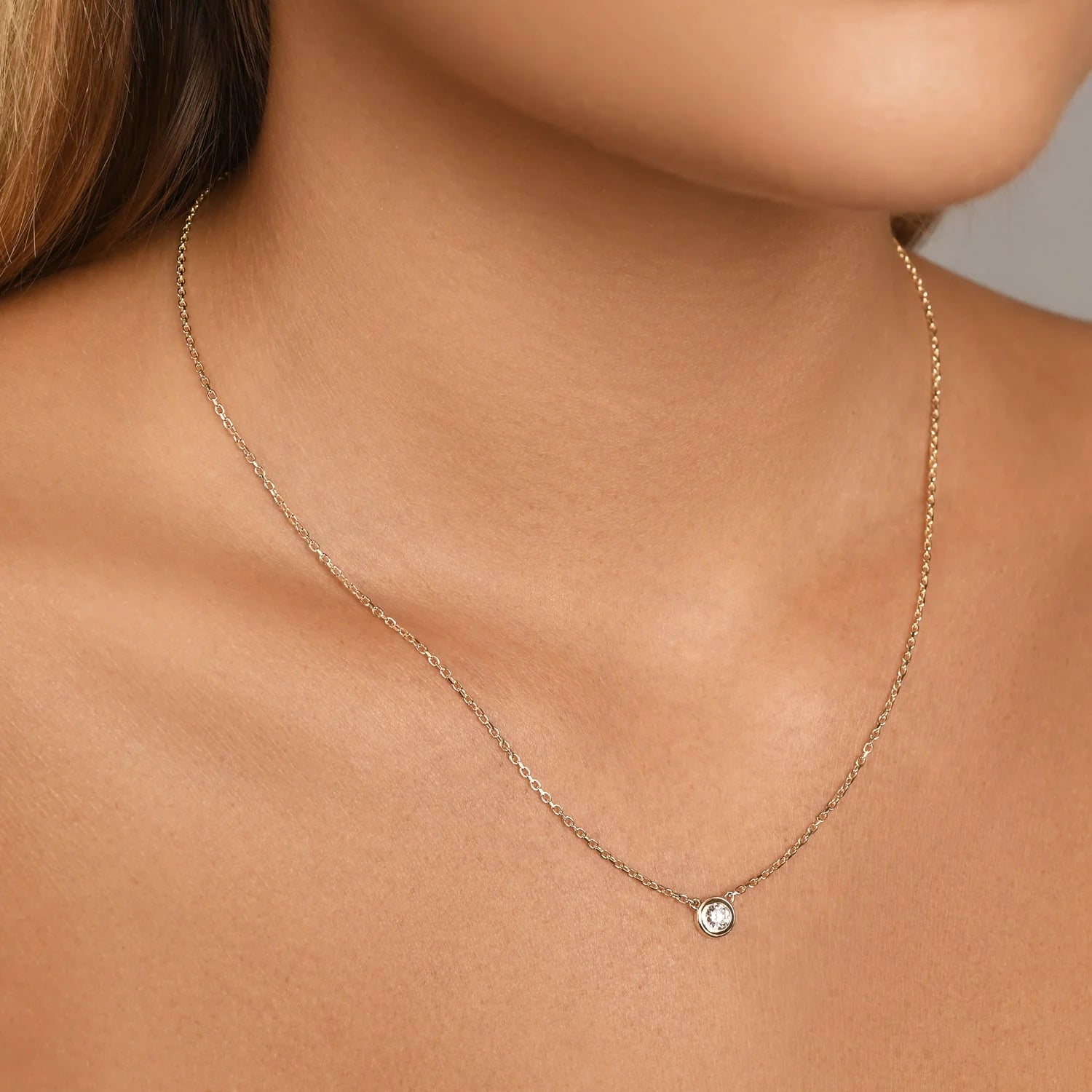 VT Luxe Solitaire Bezel-Set Lab Diamond Necklace (0.20ct)