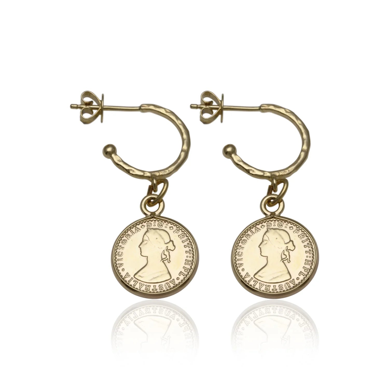 VT Luxe Hammered Hoop Studs (13mm) with Mini Coins