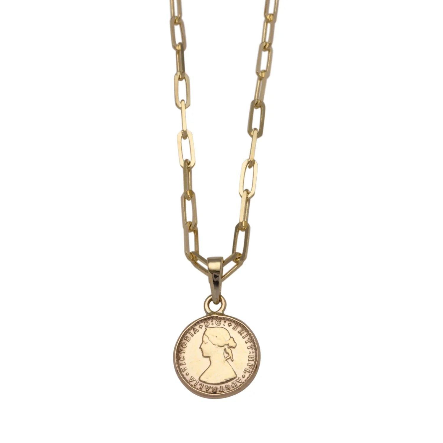 VT Luxe 9ct Gold Fine Clip Chain Coin Necklace