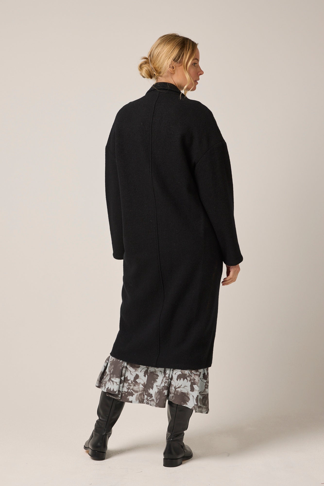 Louanna Soft Merino Wool Coat Black Night
