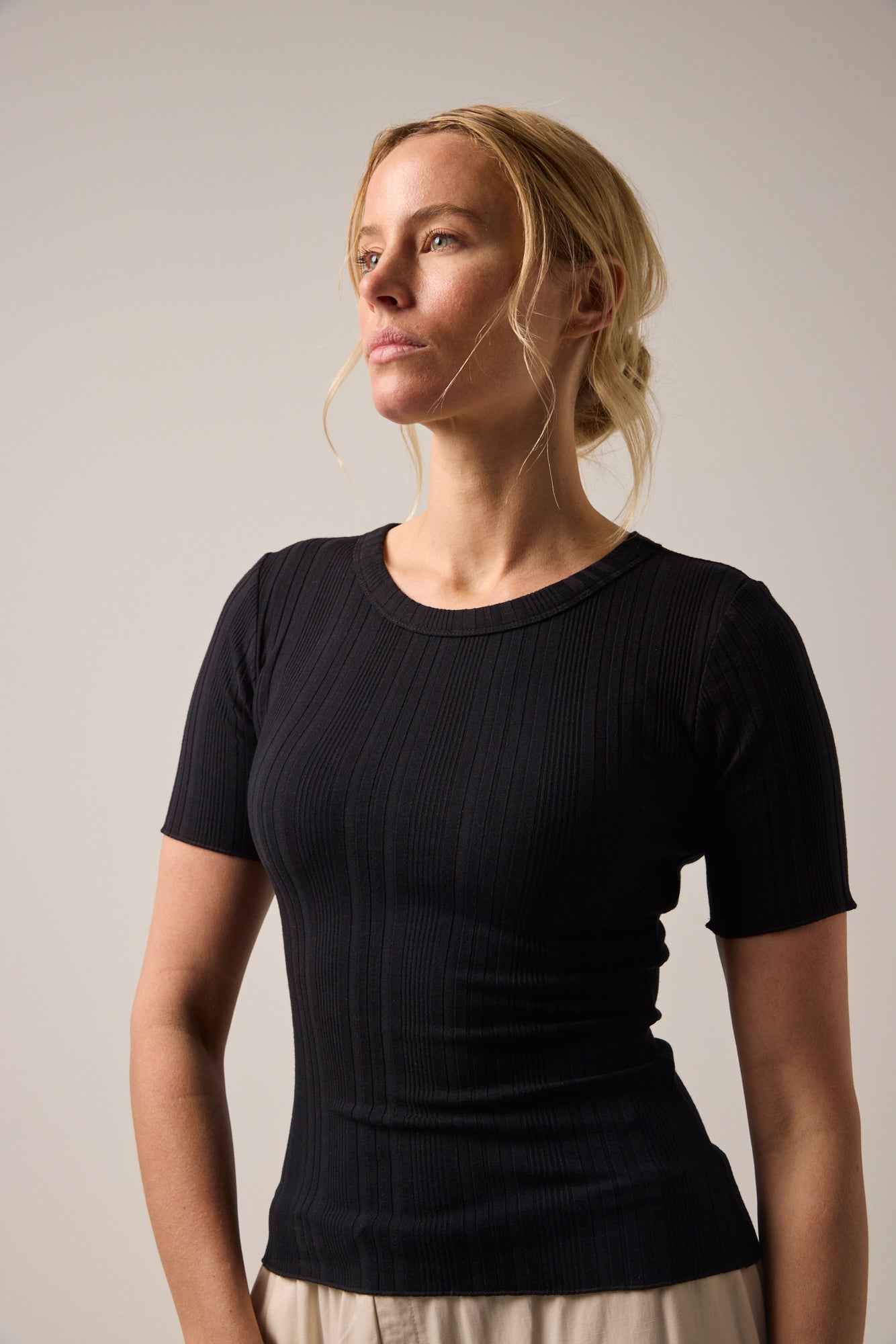 Kensington Short Sleeve Rib Tee Black