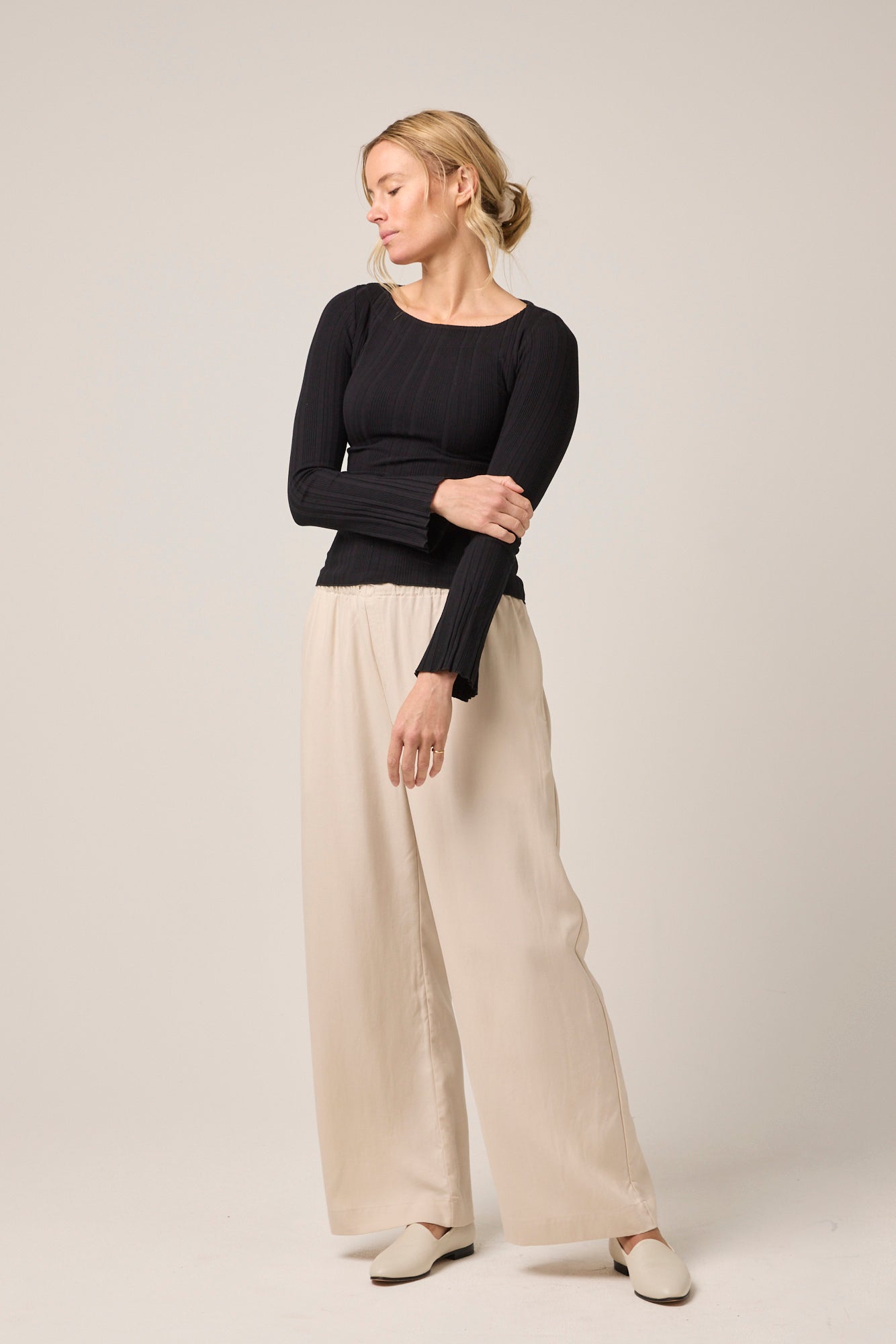 Kensington Long Sleeve Rib Top Black