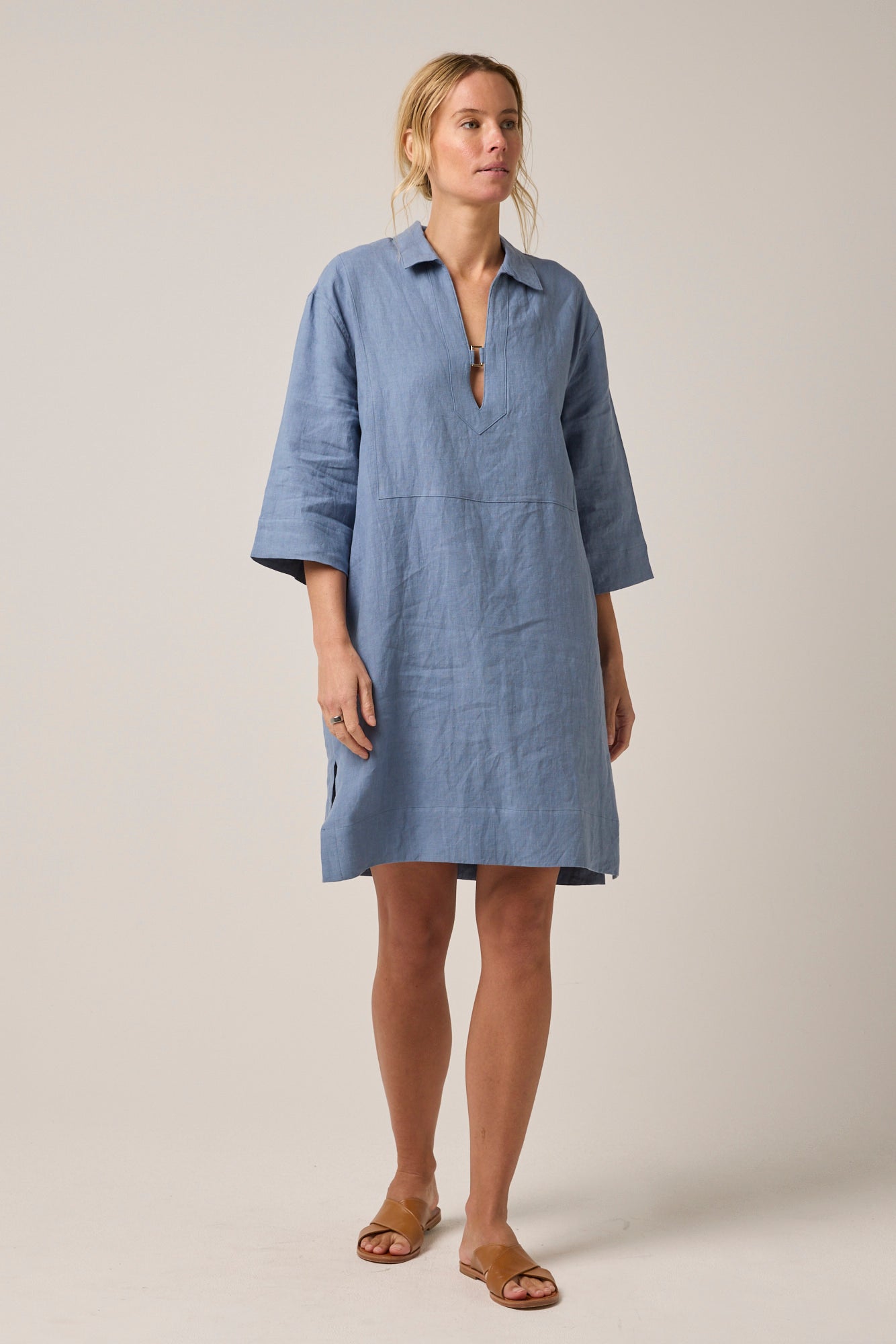 Indi Linen Beach Dress Chambray