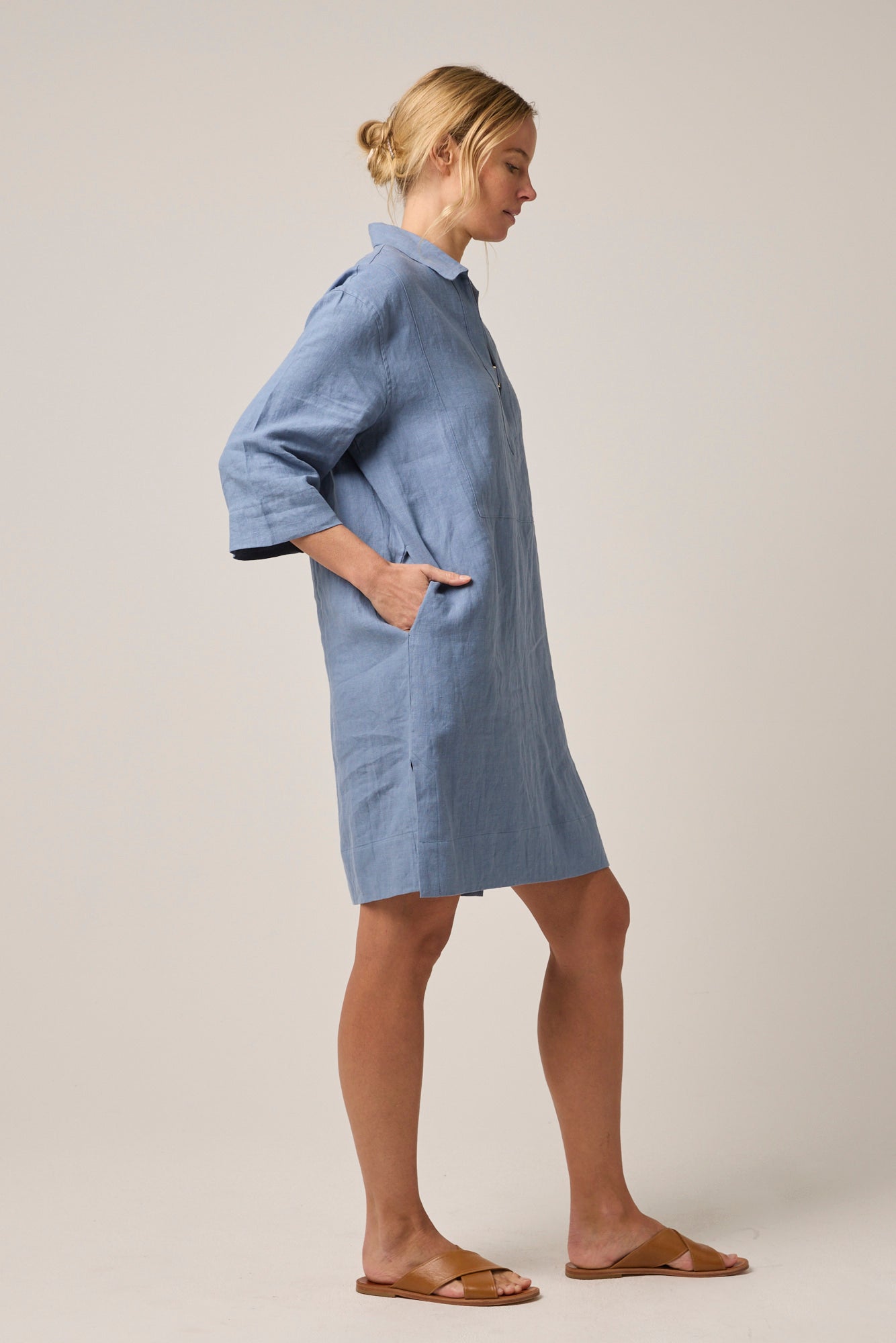Indi Linen Beach Dress Chambray