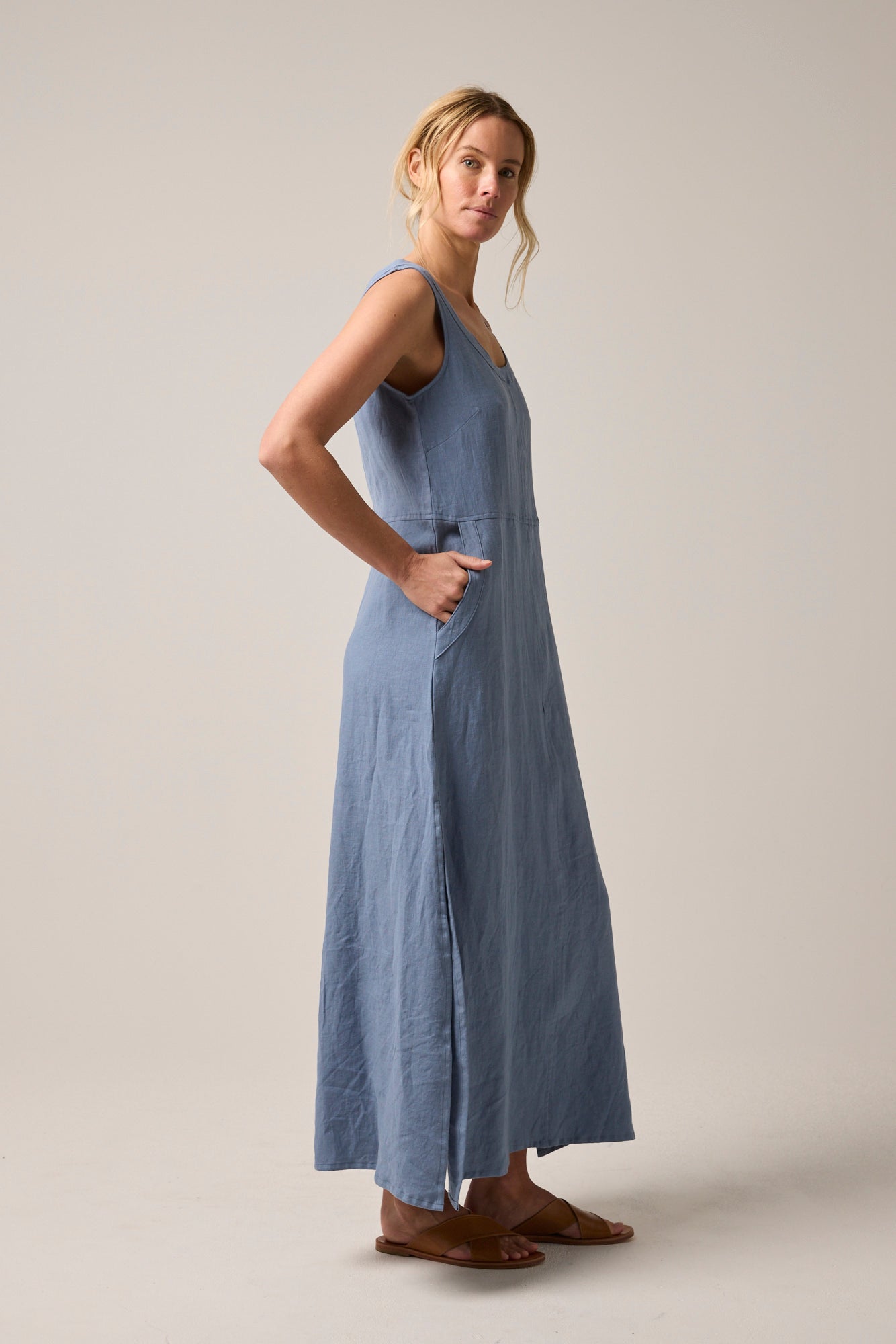 Indi Linen Maxi Dress Chambray