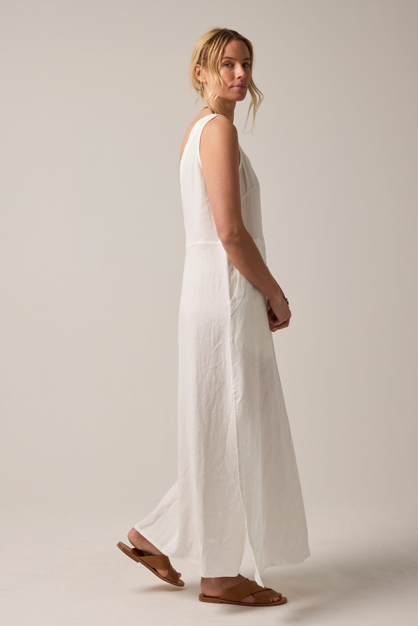 Indi Linen Maxi Dress White