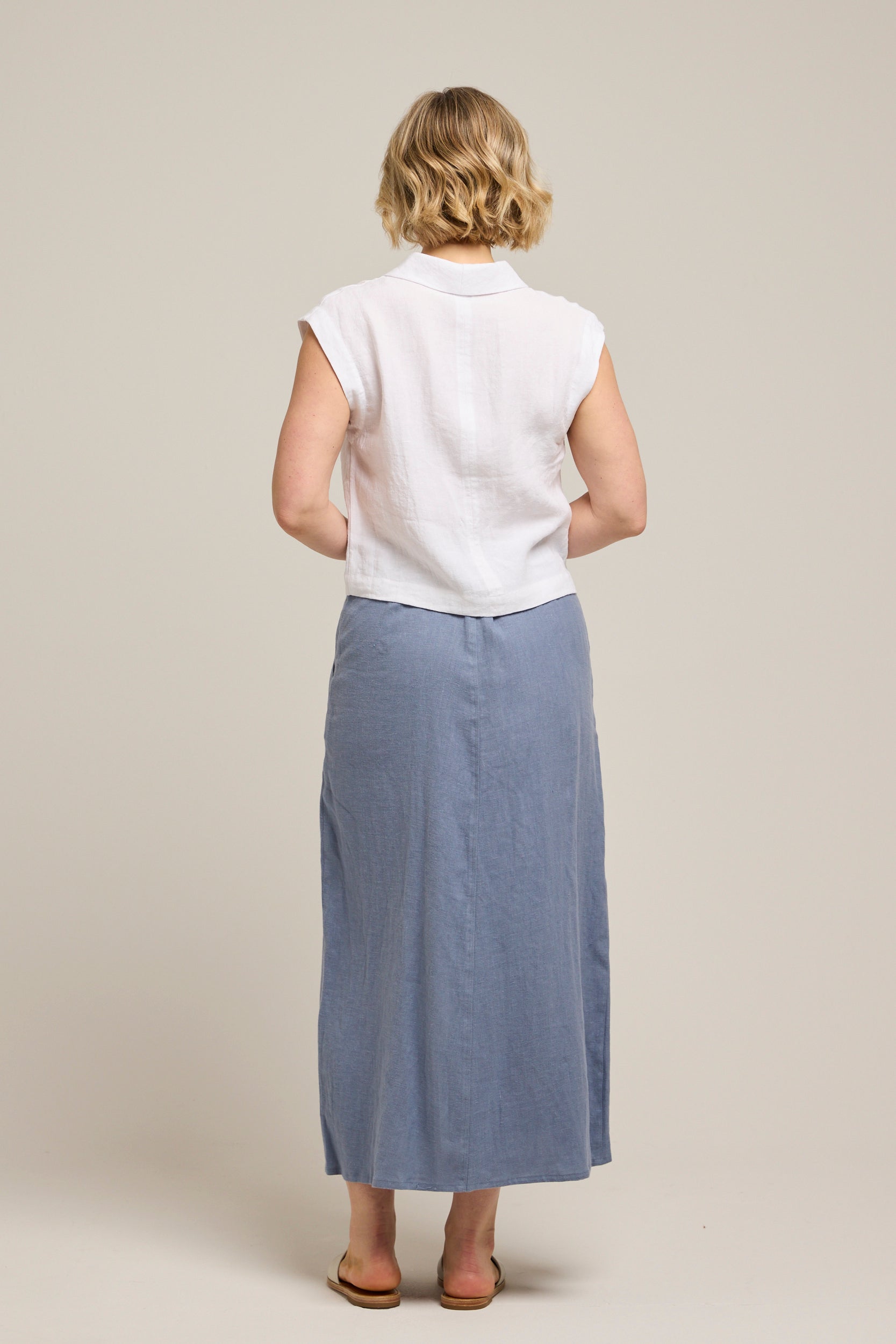 Indi Linen Cap Sleeve Top White