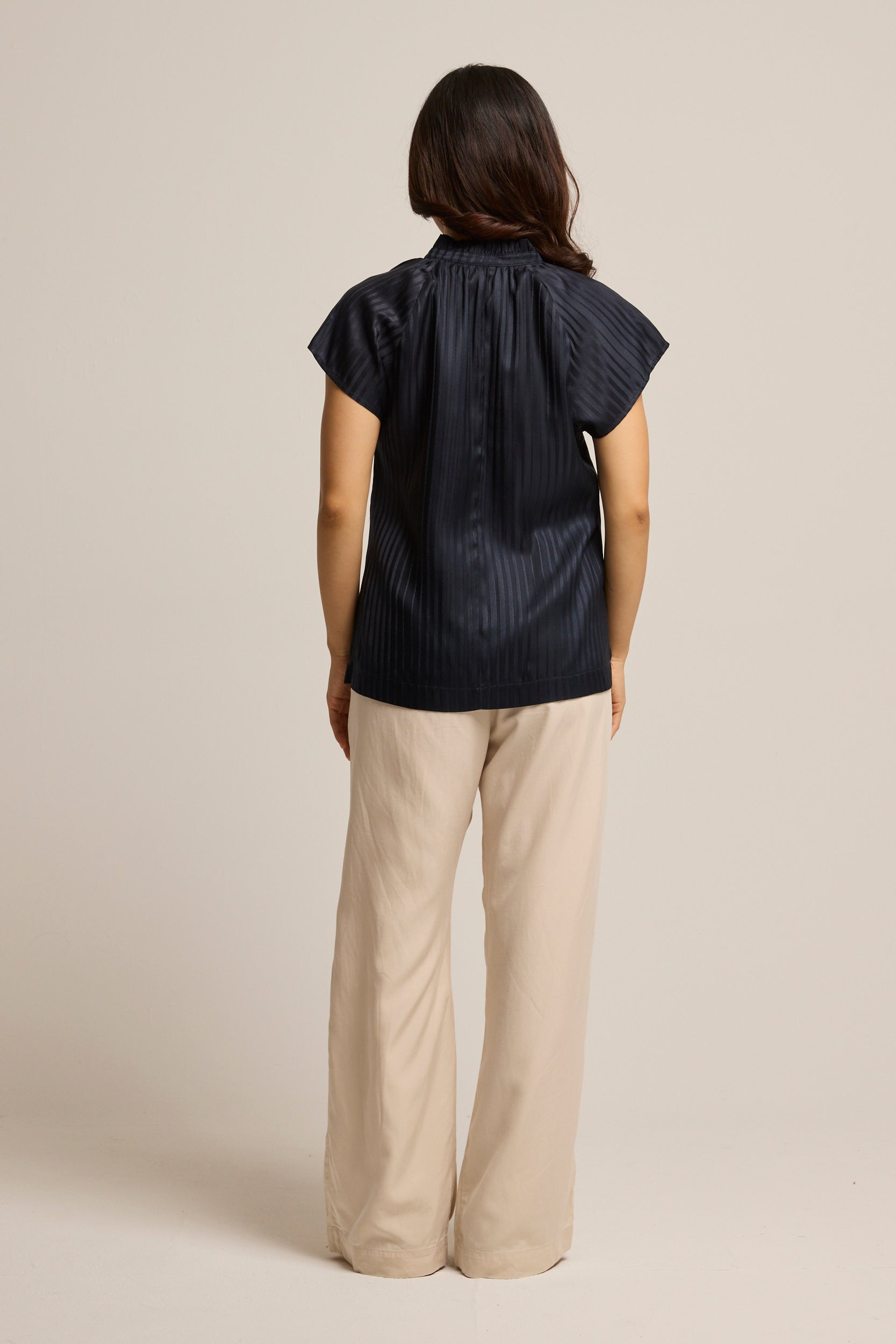 Hampton Navy Silk Blouse