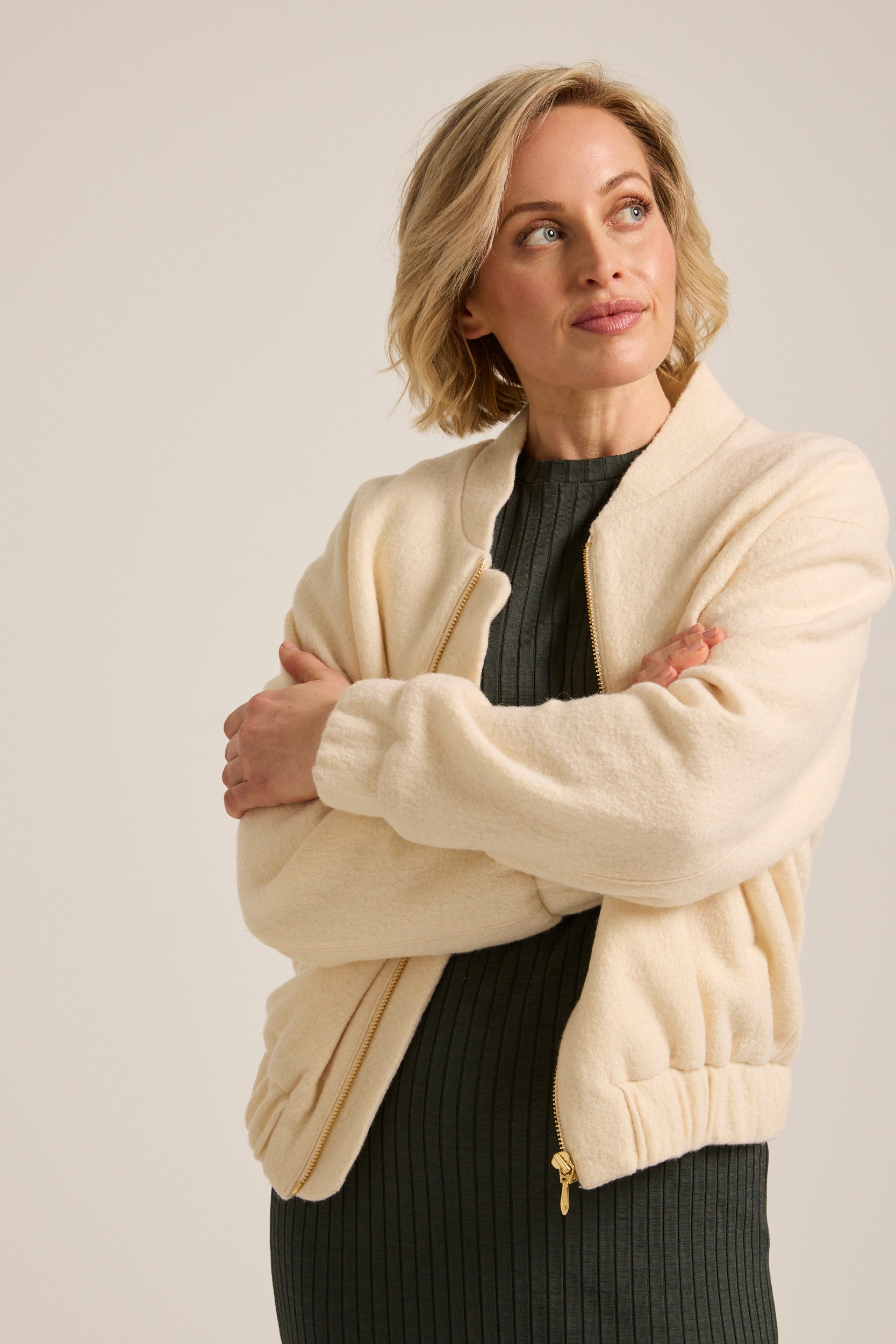 Louanna Merino Wool Bomber Jacket