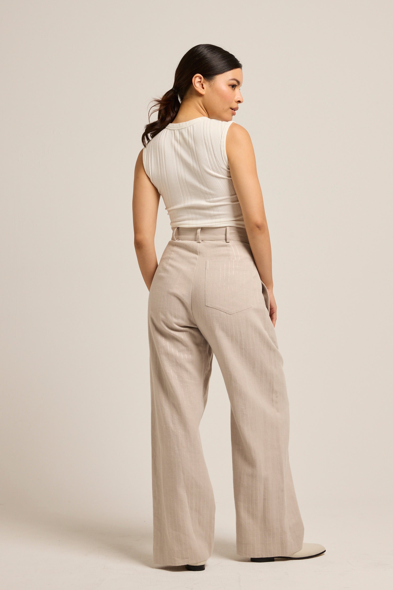 Alice Wide Leg Linen Pant Grey