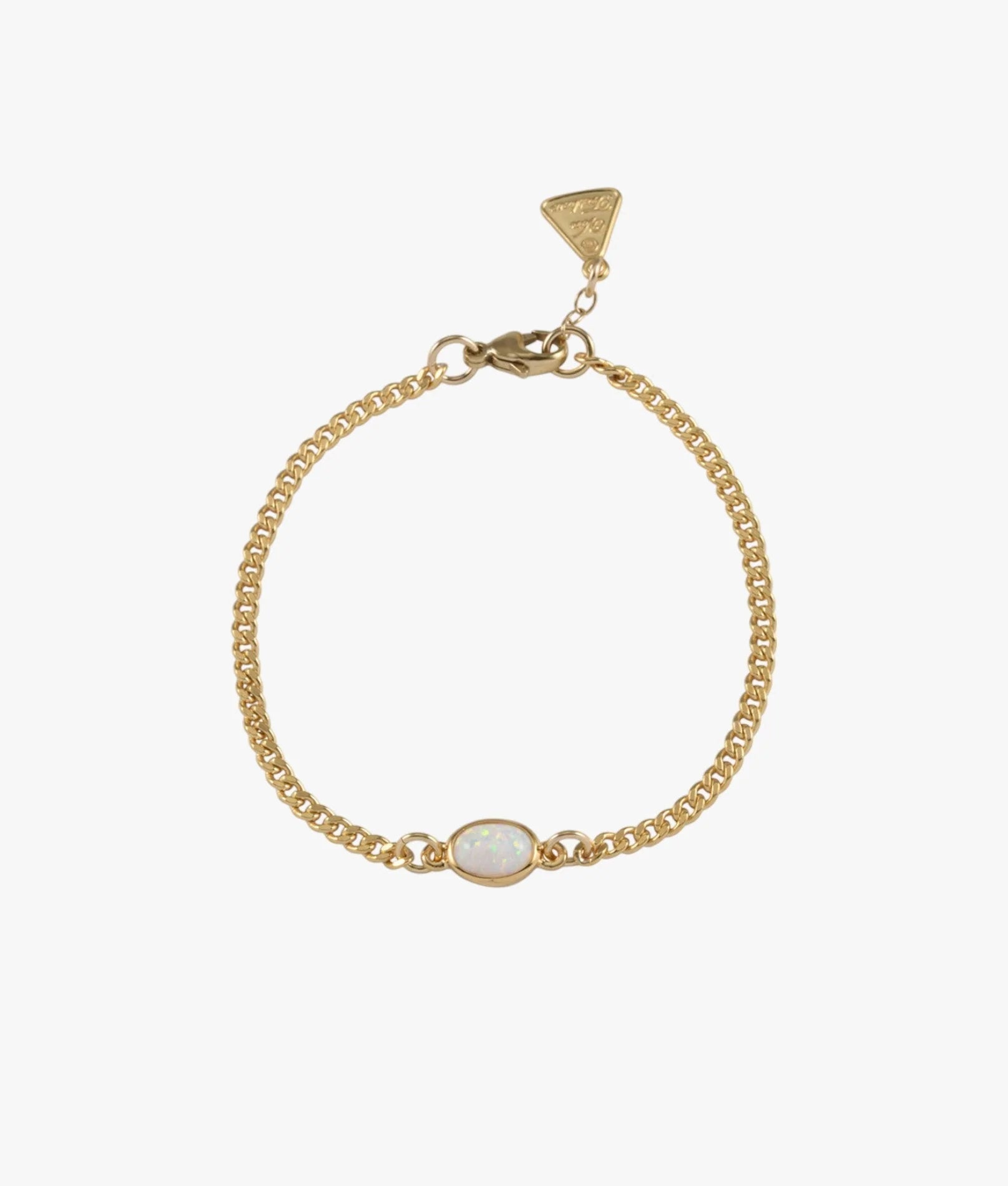 VT Yellow Gold Oval Czelline Opal Curb Bracelet