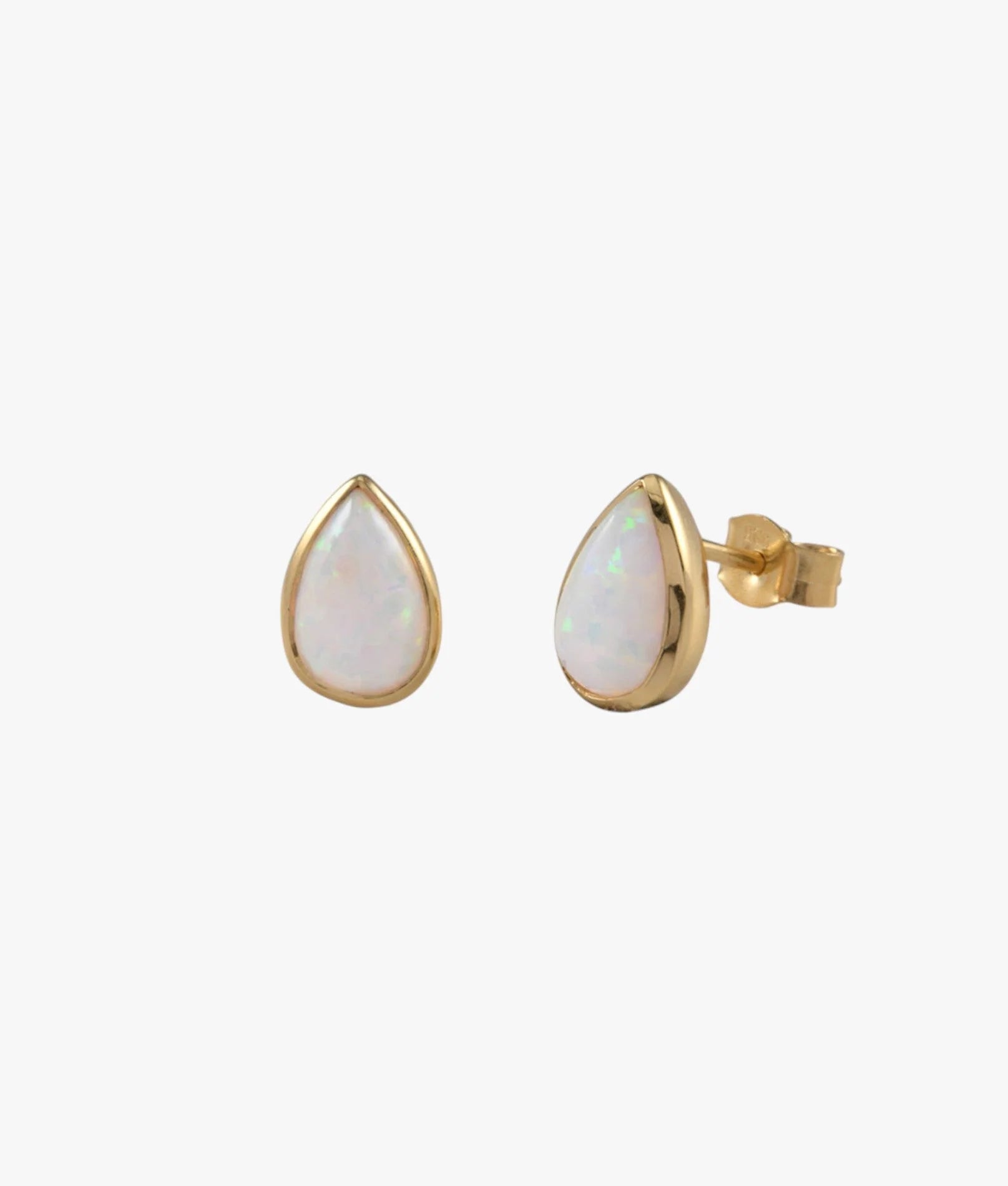VT Yellow Gold Pear Shaped Czelline Opal Studs