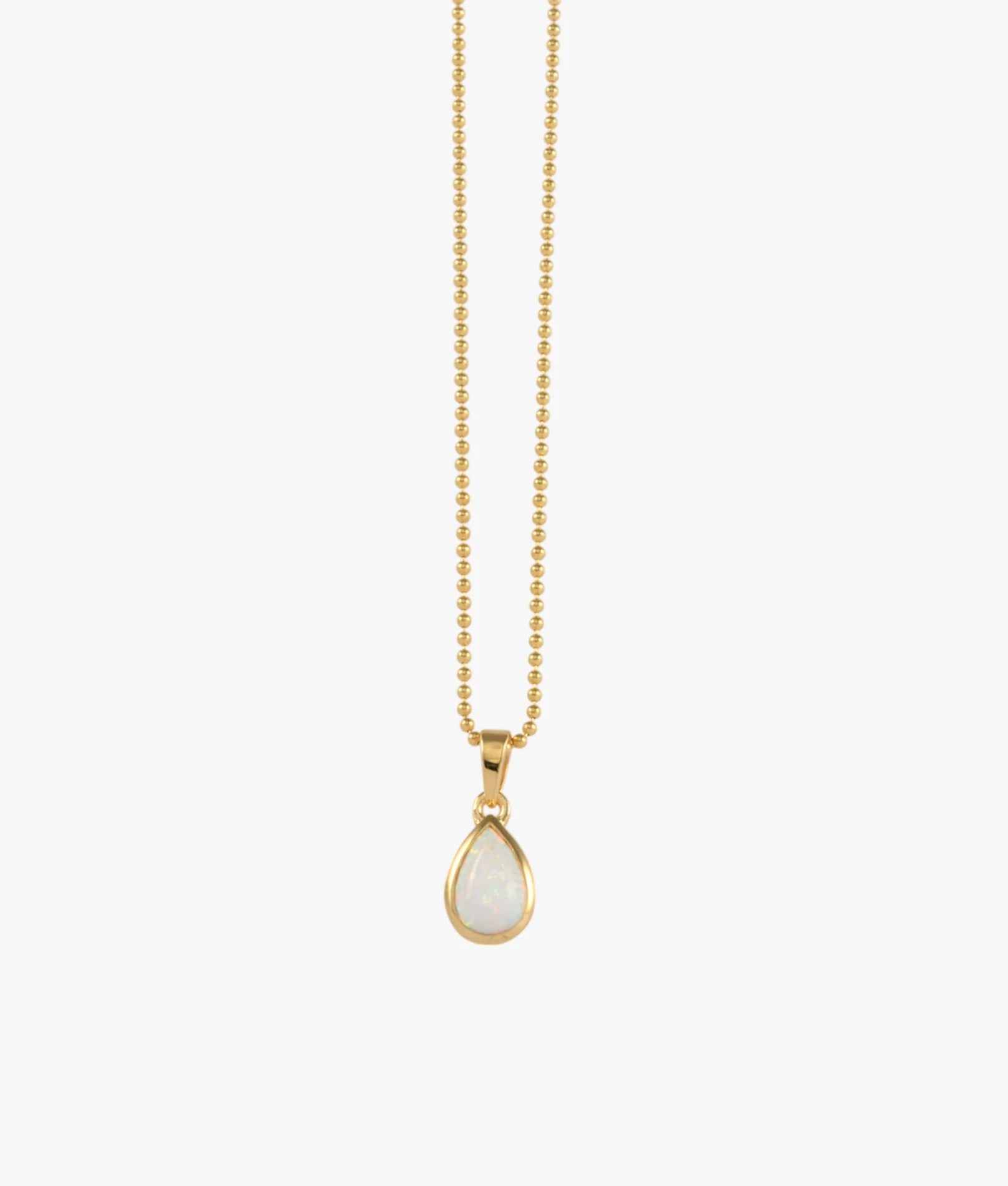 VT Yellow Gold Pear Czelline Opal Ball Chain Necklace