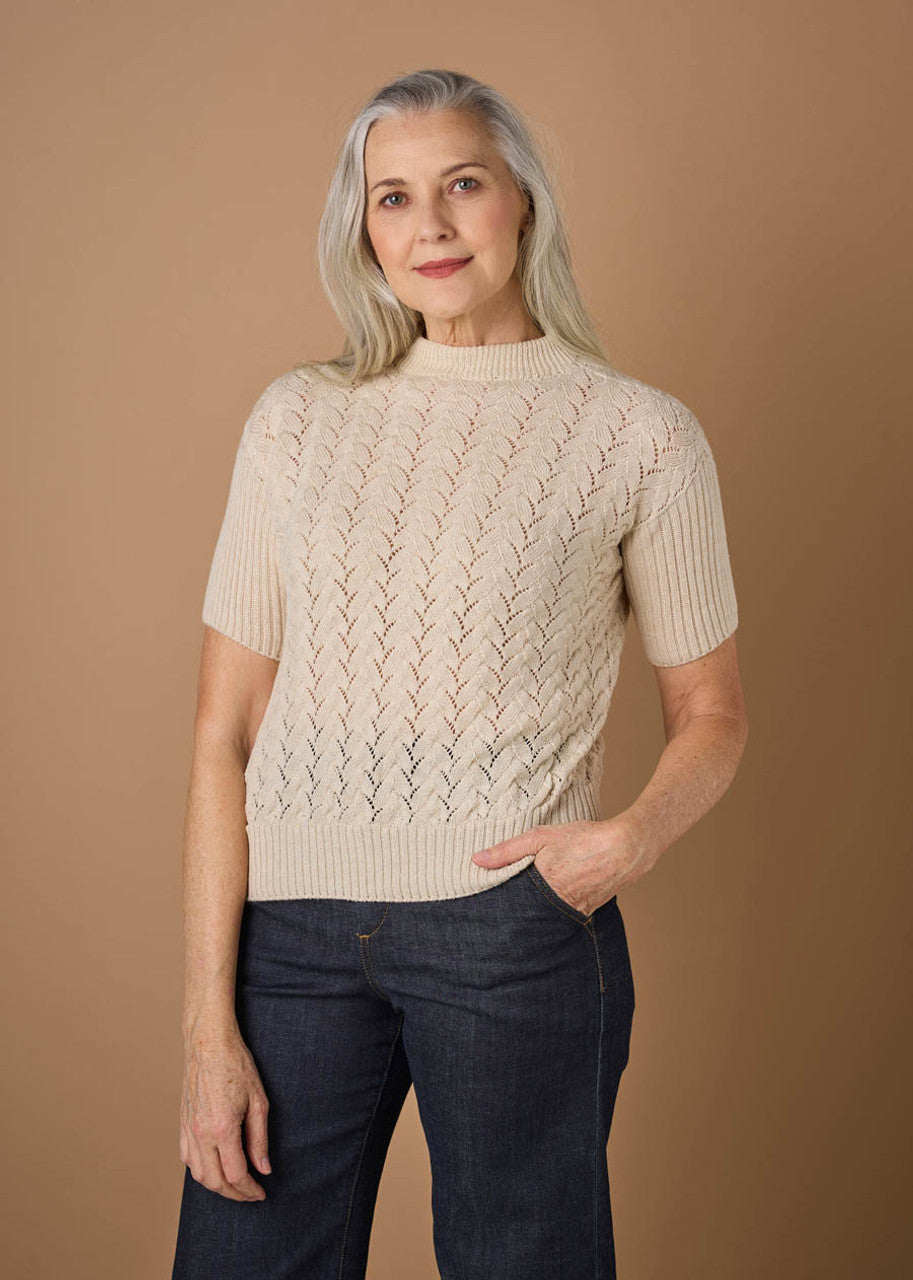 Uimi Camilla Short Sleeve Lace Top Antique