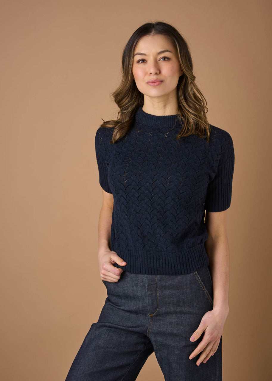 Uimi Camilla Short Sleeve Lace Top Ink