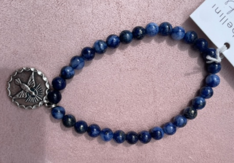 TB Blue Lapis Saint Crystal Bead Bracelet