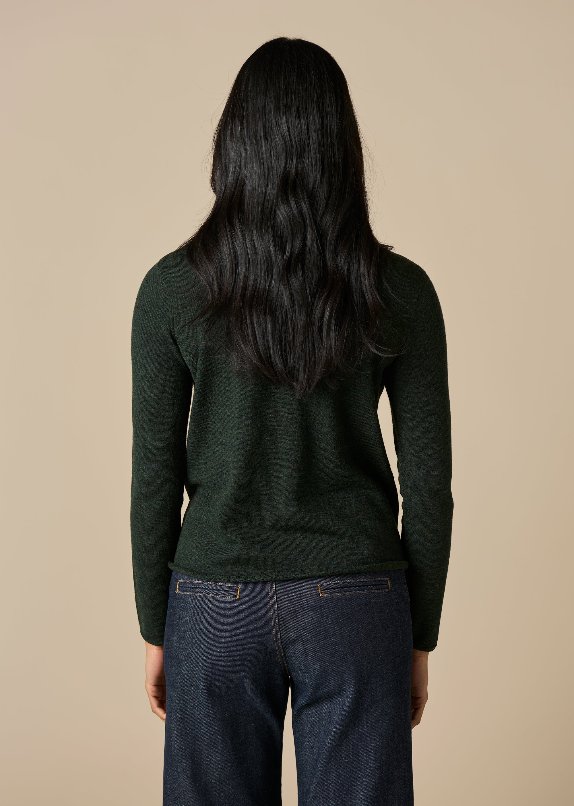 Uimi Phoebe Fine Jersey Crew Top Basil