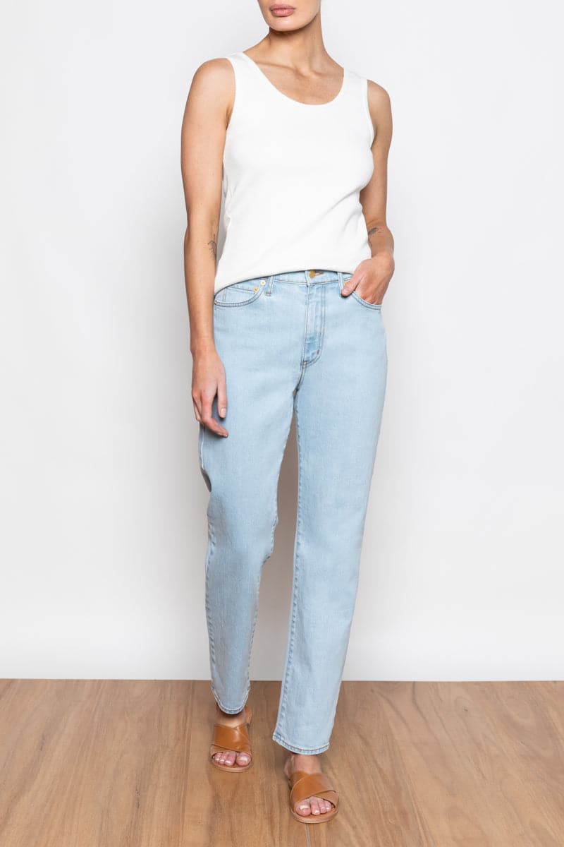 Cronulla Straight Leg Jean Bleach Wash Blue